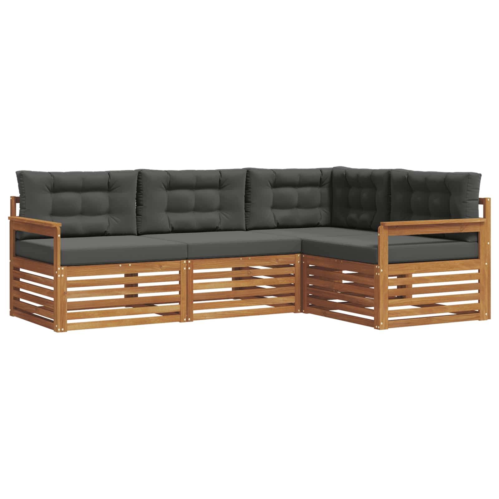 vidaXL Outdoor-Sofagarnitur mit Kissen 4 pcs Natur und Anthrazit
