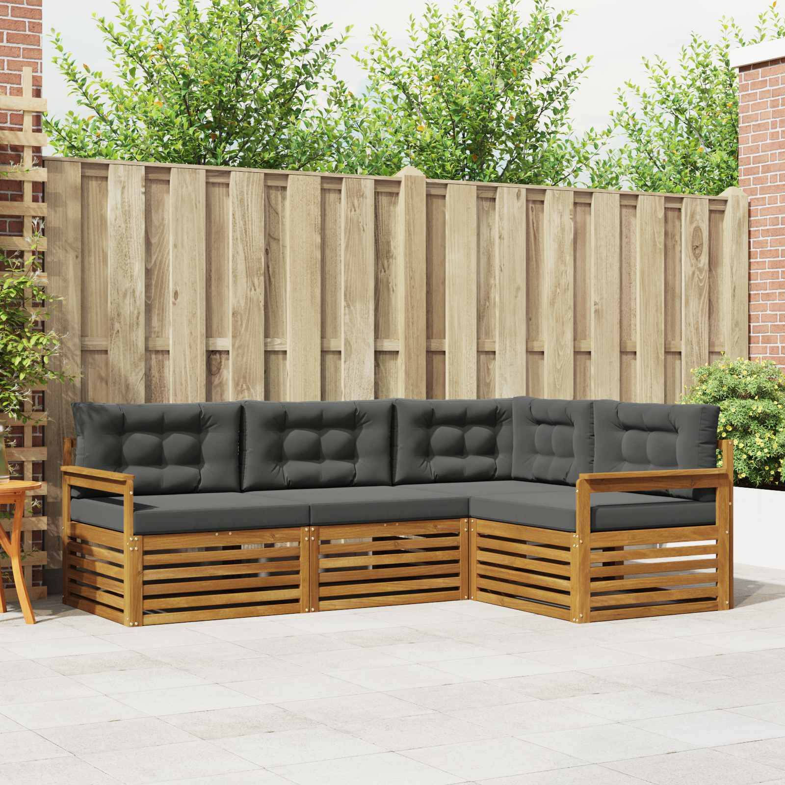 vidaXL Outdoor-Sofagarnitur mit Kissen 4 pcs Natur und Anthrazit