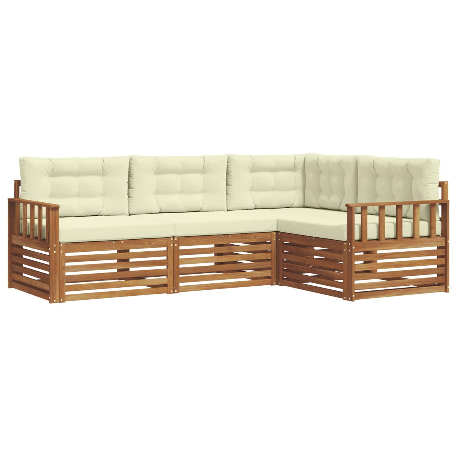 vidaXL Outdoor-Sofagarnitur mit Kissen 4 pcs Natur und Creme