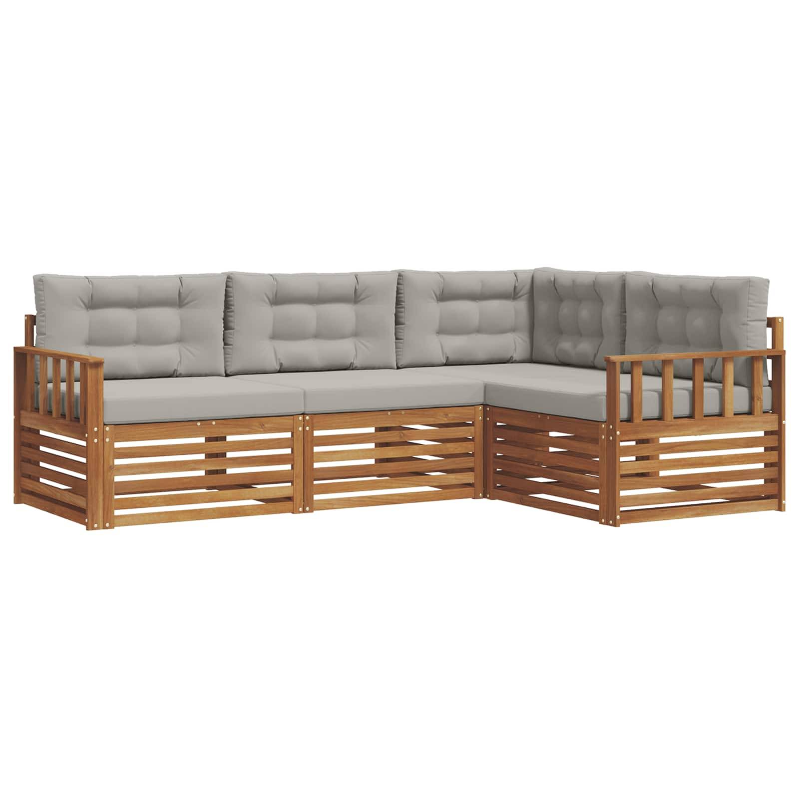 vidaXL Outdoor-Sofagarnitur mit Kissen 4 pcs Natürlich und Hellgrau