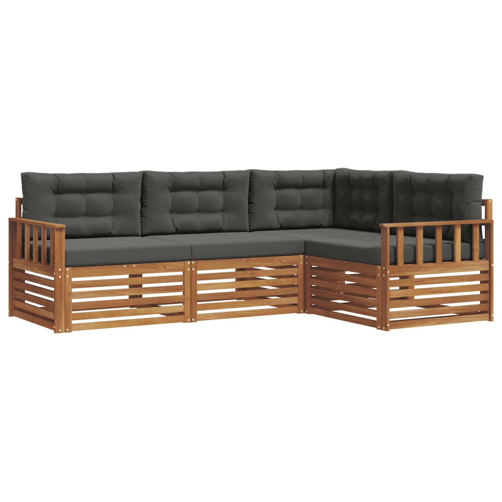 vidaXL Outdoor-Sofagarnitur mit Kissen 4 pcs Natur und Anthrazit