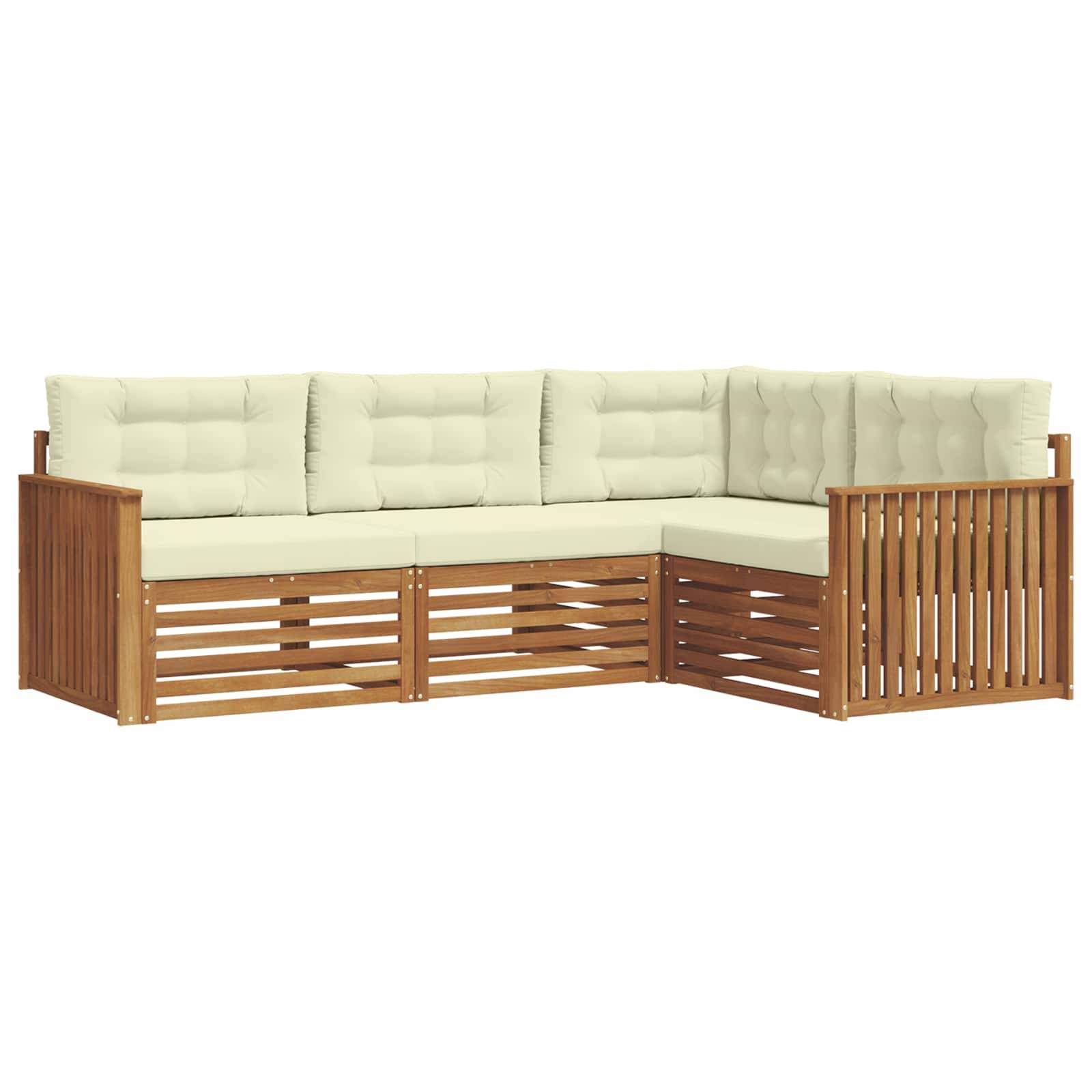 vidaXL Outdoor-Sofagarnitur mit Kissen 4 pcs Natur und Creme