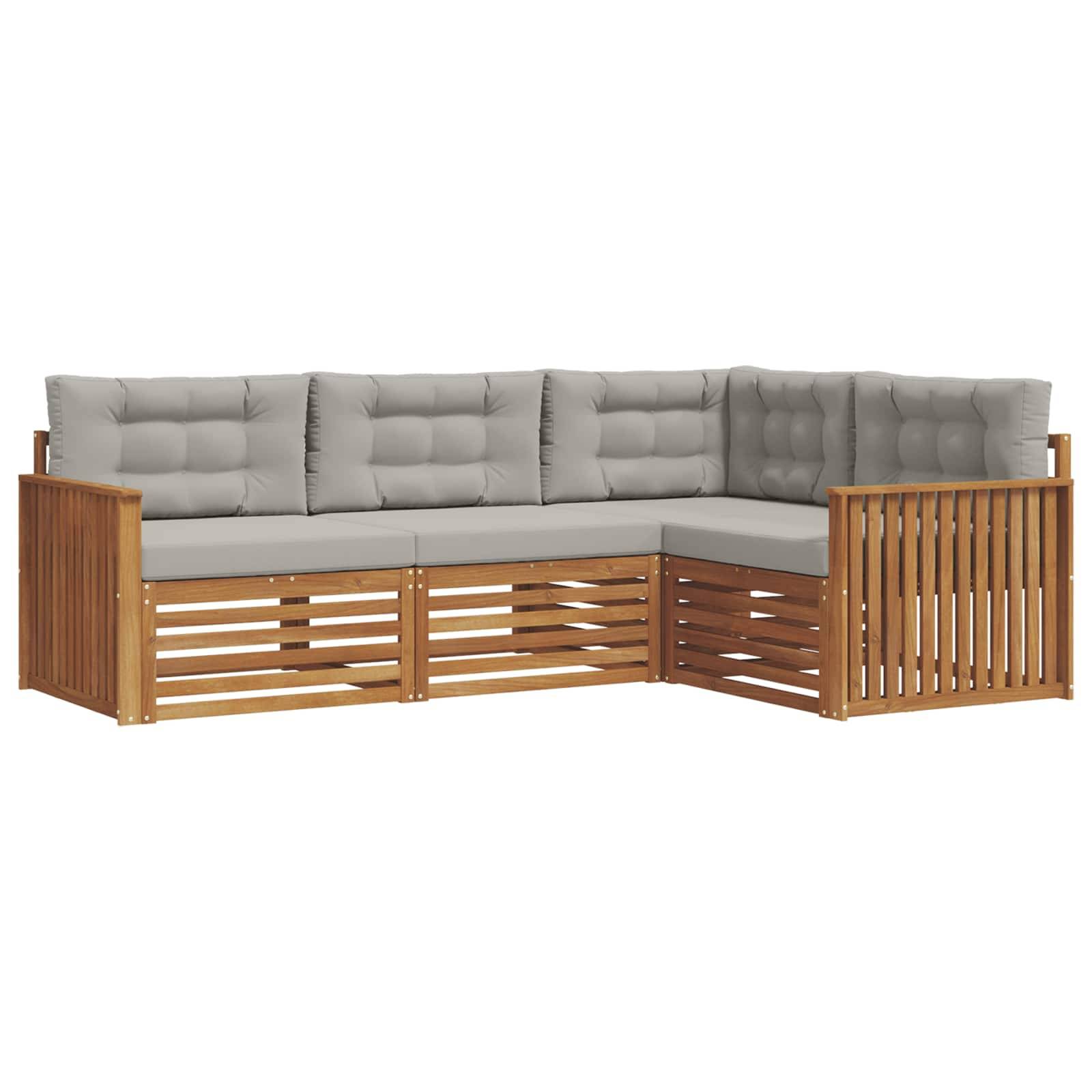 vidaXL Outdoor-Sofagarnitur mit Kissen 4 pcs Natürlich und Hellgrau