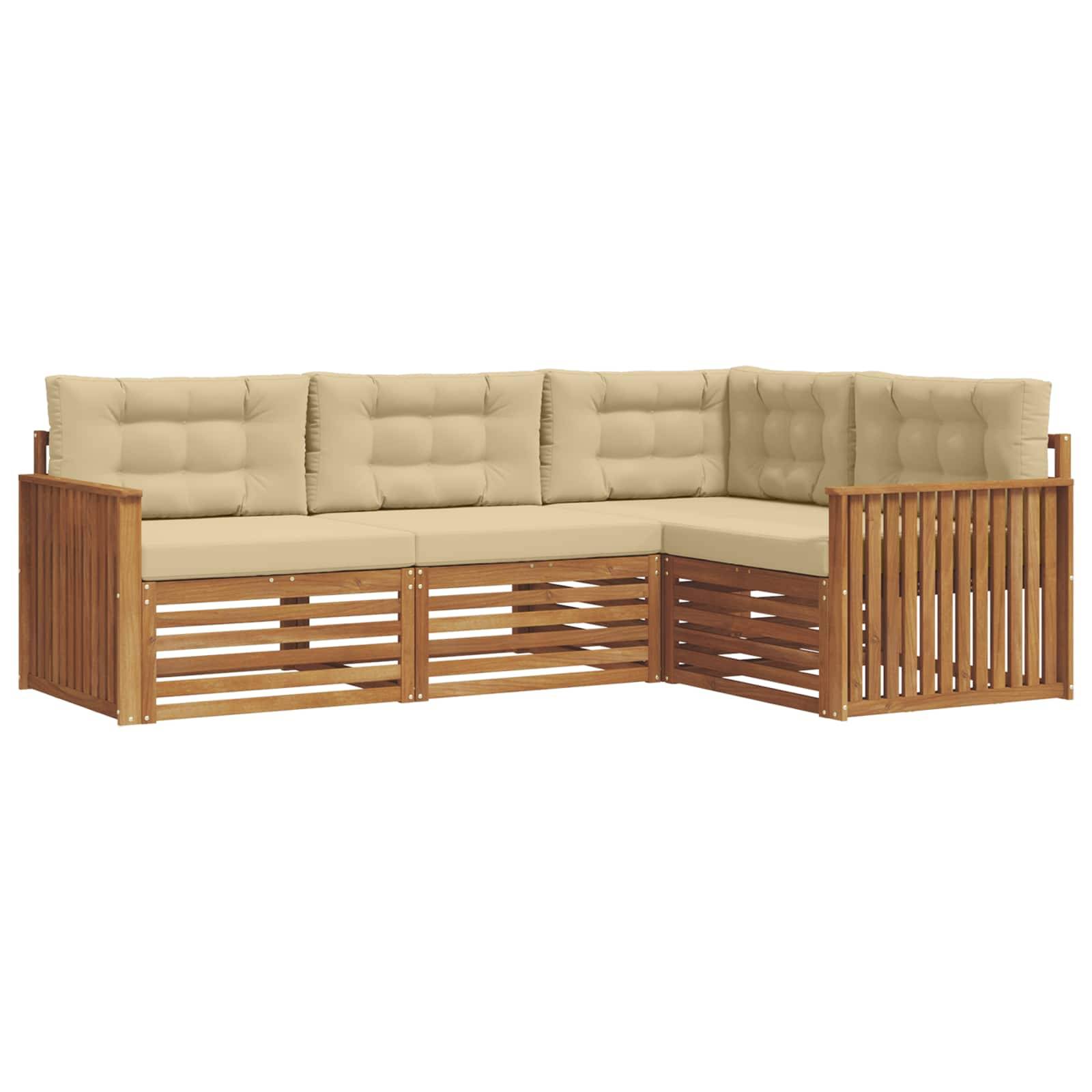 vidaXL Outdoor-Sofagarnitur mit Kissen 4 pcs Natur und Beige