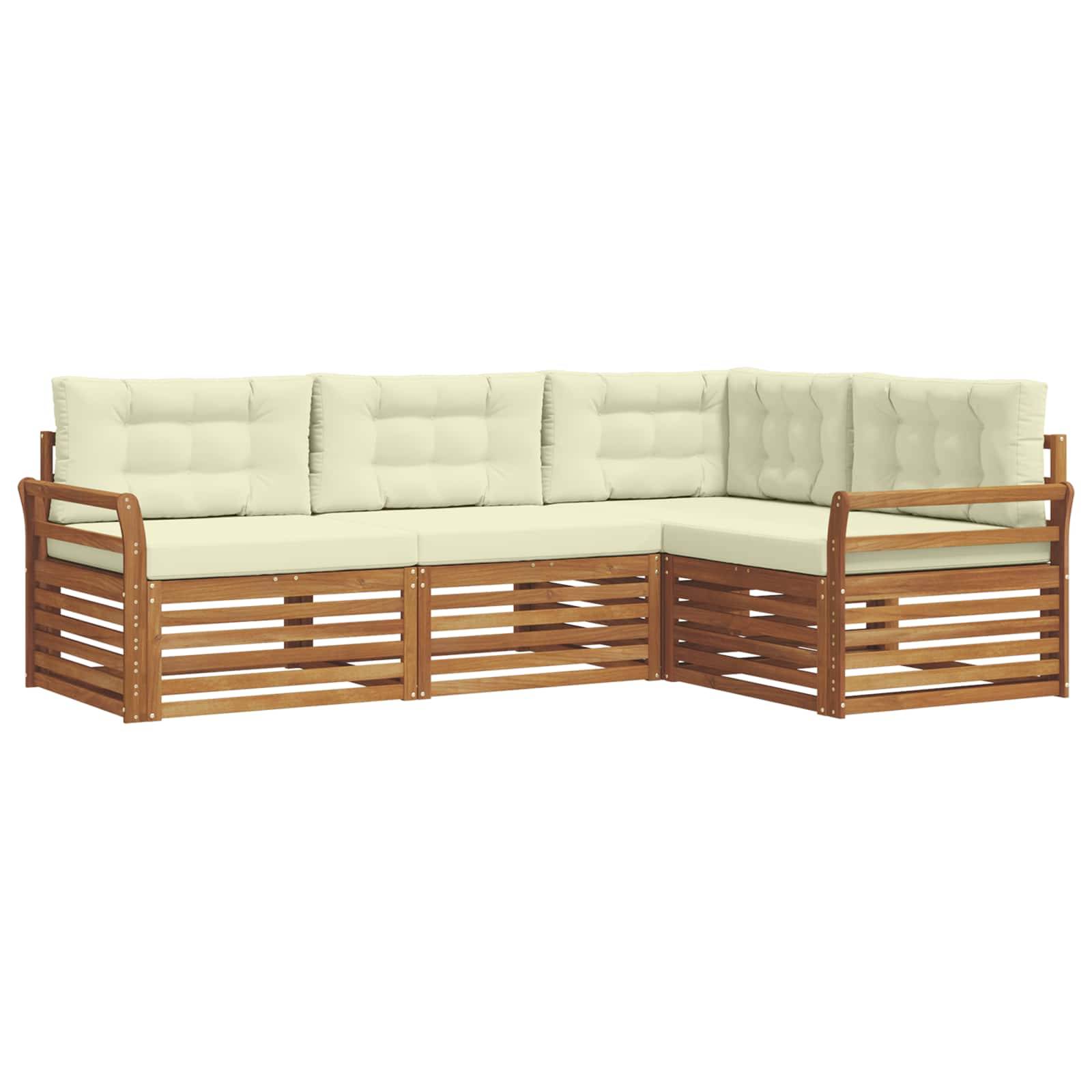 vidaXL Outdoor-Sofagarnitur mit Kissen 4 pcs Natur und Creme