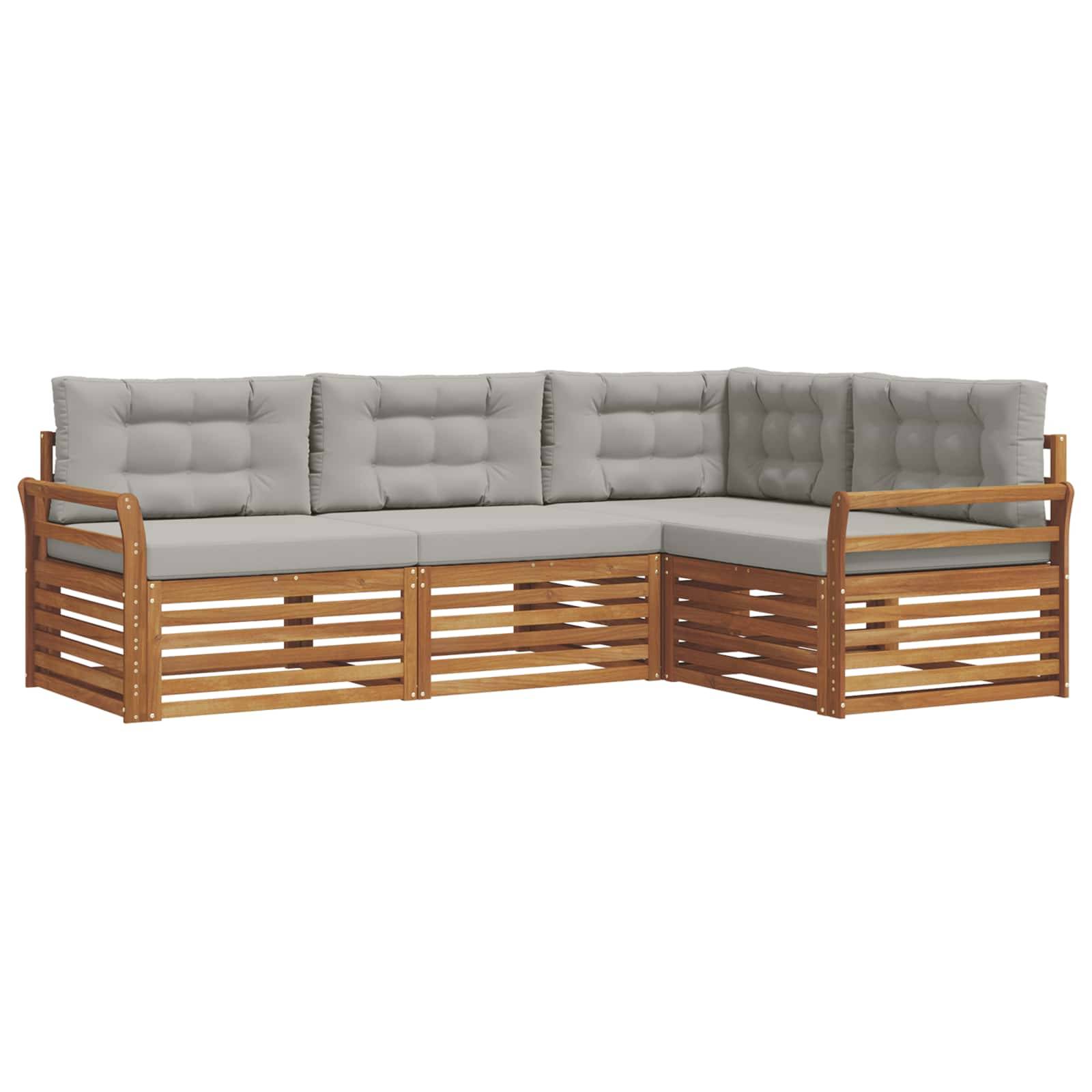 vidaXL Outdoor-Sofagarnitur mit Kissen 4 pcs Natürlich und Hellgrau