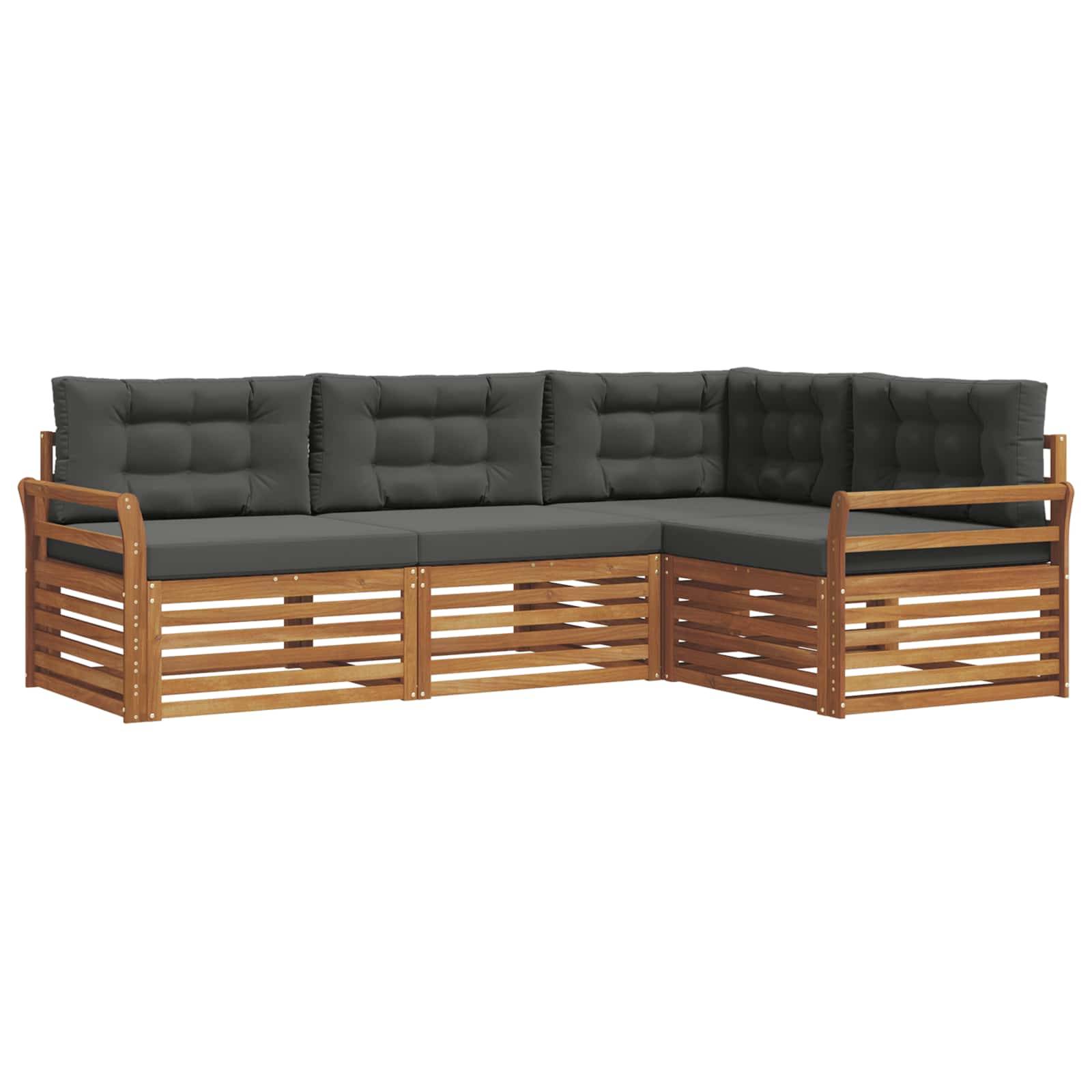 vidaXL Outdoor-Sofagarnitur mit Kissen 4 pcs Natur und Anthrazit