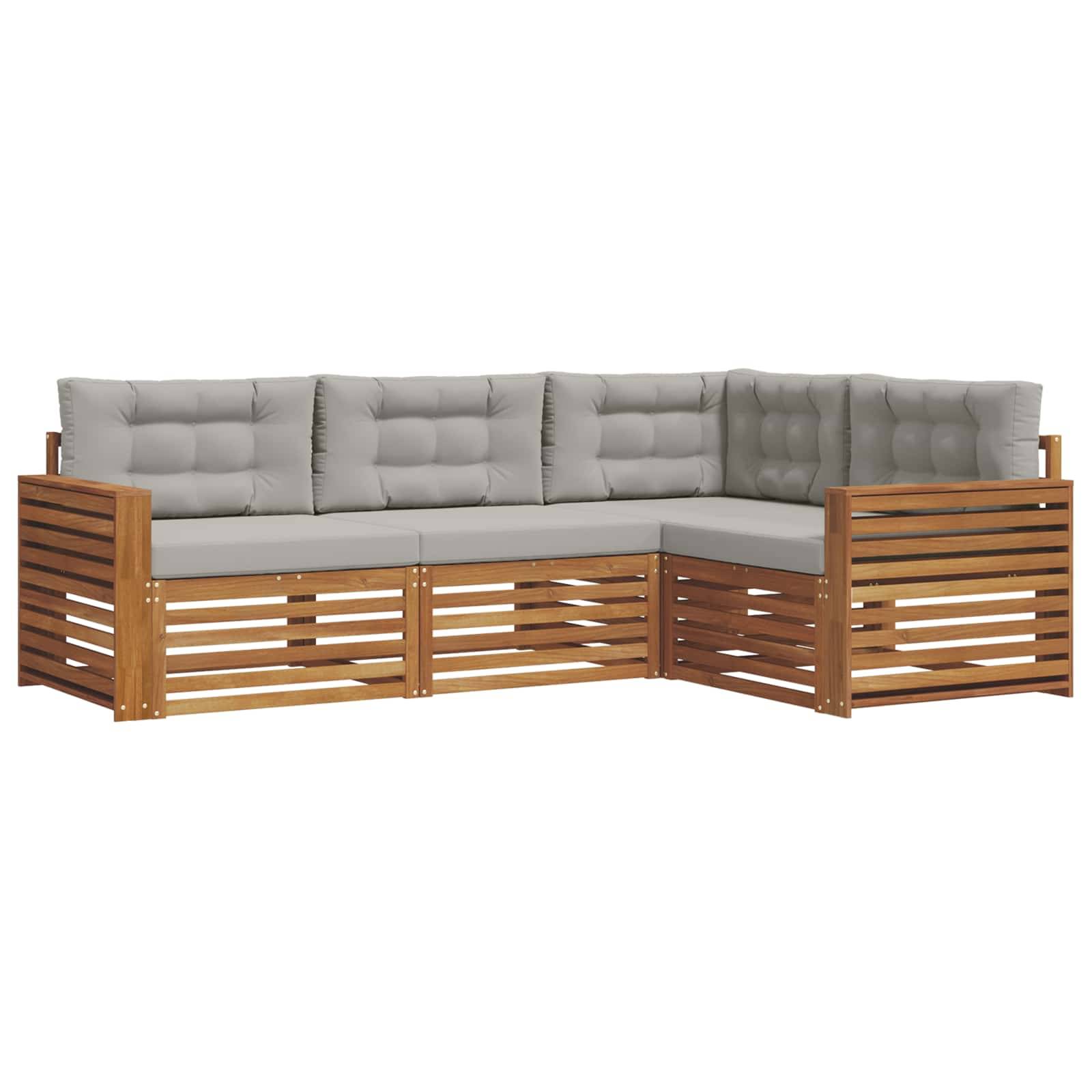 vidaXL Outdoor-Sofagarnitur mit Kissen 4 pcs Natürlich und Hellgrau