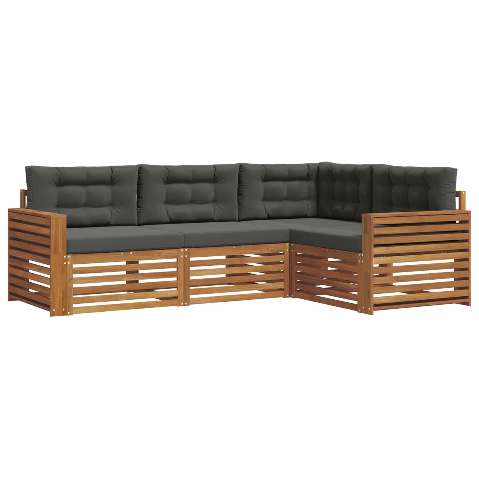 vidaXL Outdoor-Sofagarnitur mit Kissen 4 pcs Natur und Anthrazit