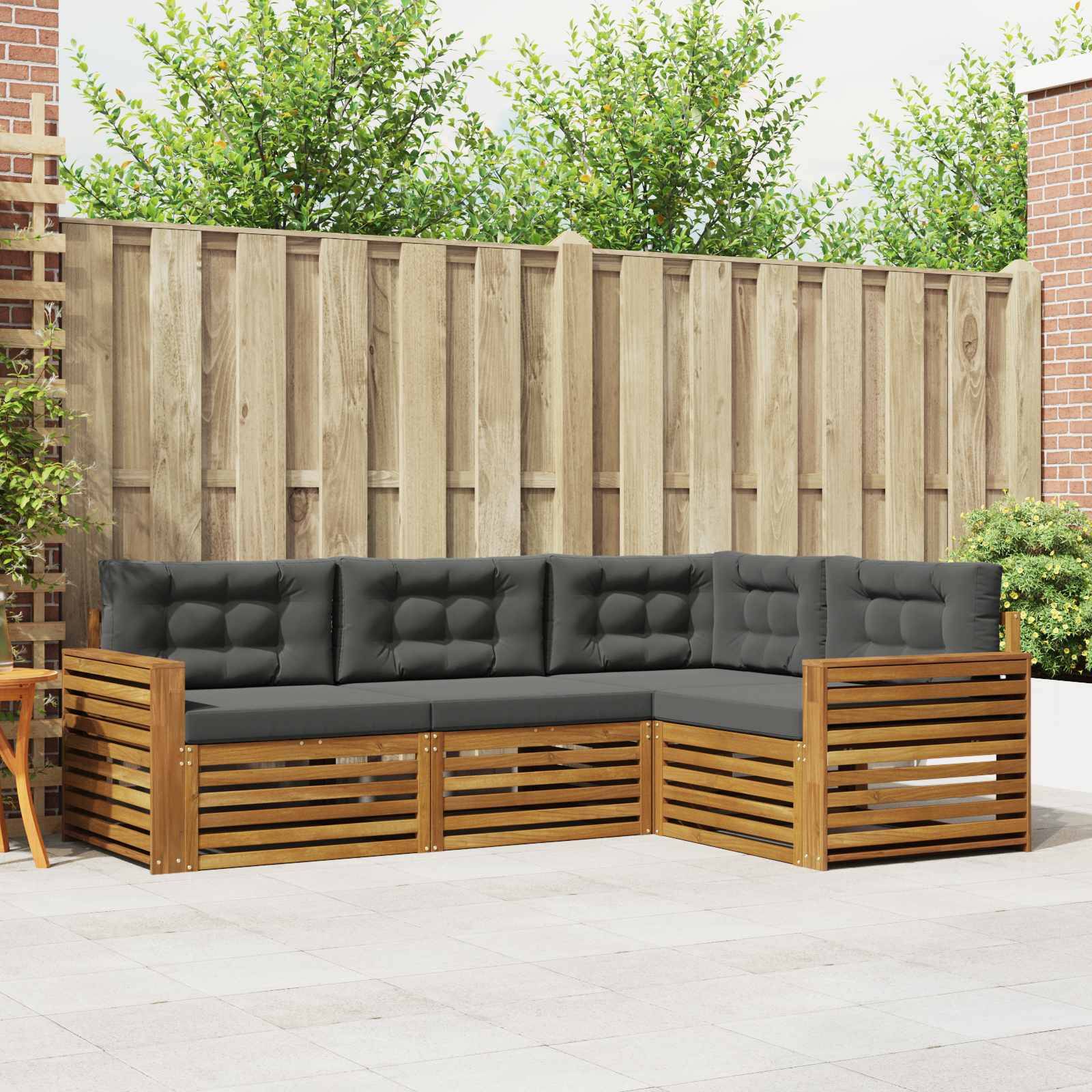 vidaXL Outdoor-Sofagarnitur mit Kissen 4 pcs Natur und Anthrazit