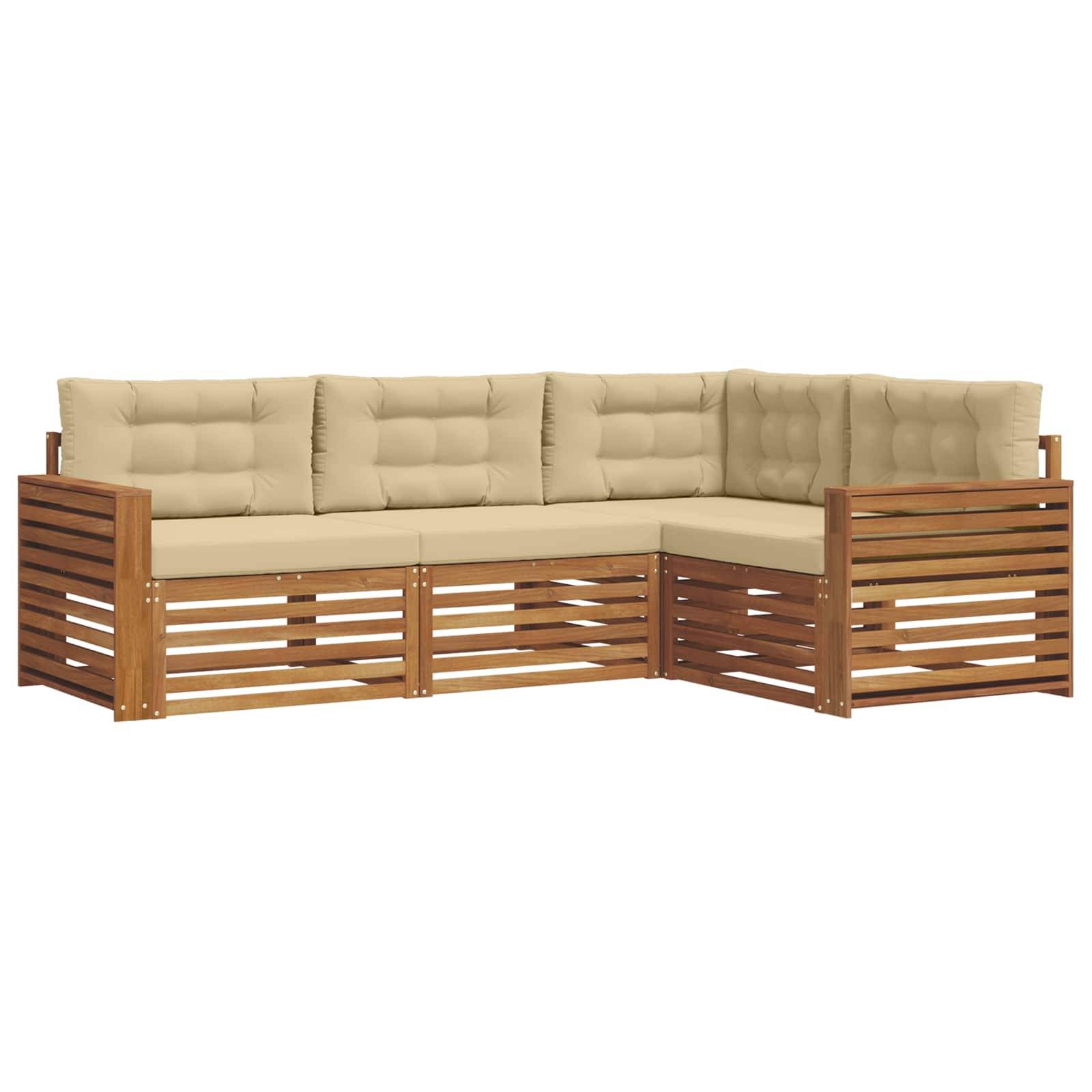 vidaXL Outdoor-Sofagarnitur mit Kissen 4 pcs Natur und Beige