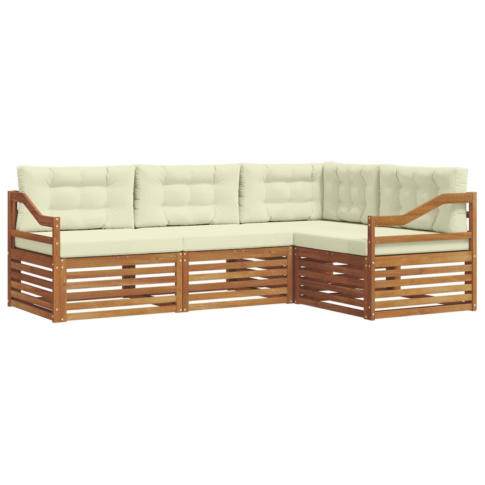 vidaXL Outdoor-Sofagarnitur mit Kissen 4 pcs Natur und Creme