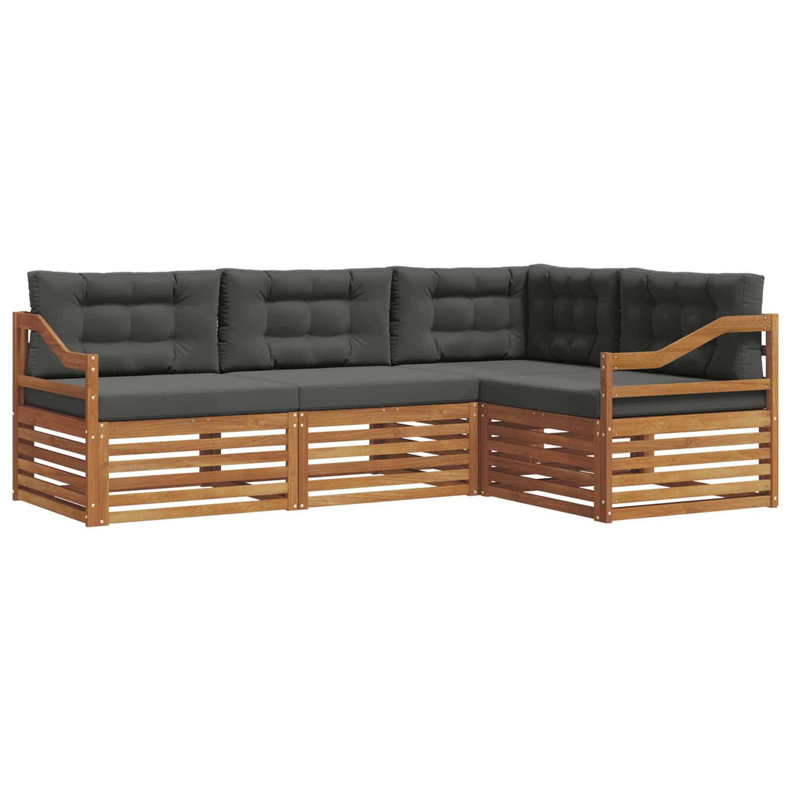 vidaXL Outdoor-Sofagarnitur mit Kissen 4 pcs Natur und Anthrazit