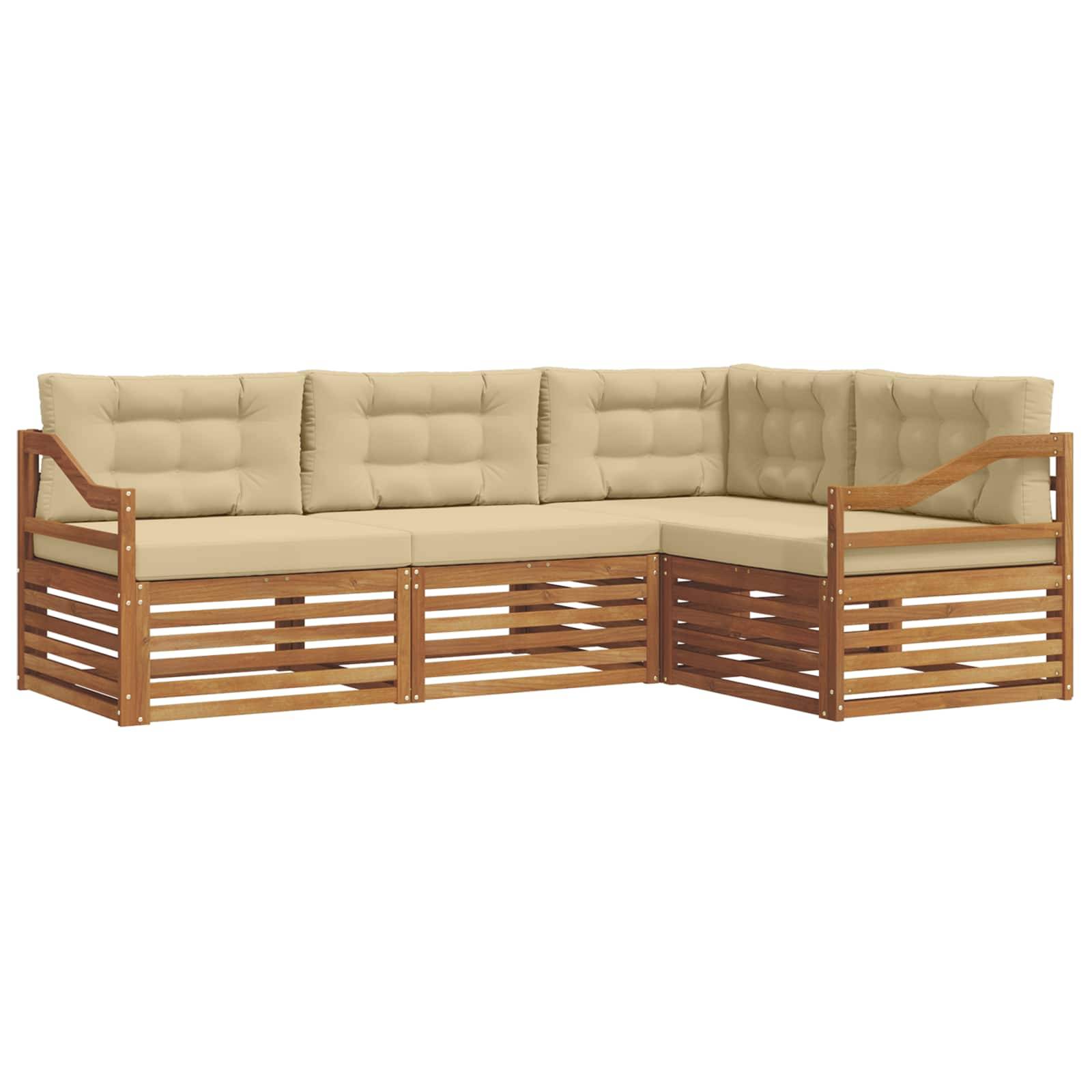 vidaXL Outdoor-Sofagarnitur mit Kissen 4 pcs Natur und Beige