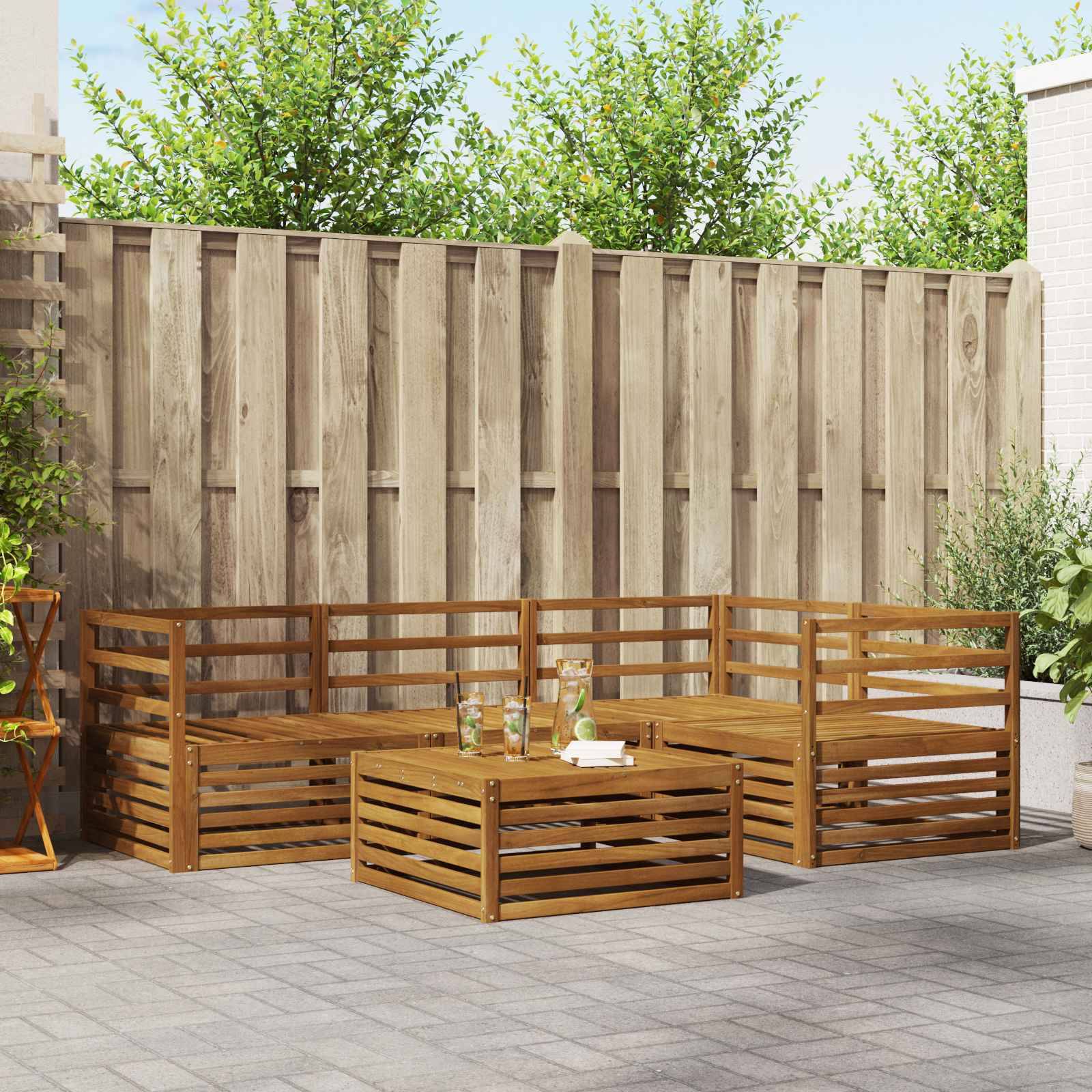 vidaXL Outdoor-Sofagarnitur 5 pcs Natur Massivholz Akazie