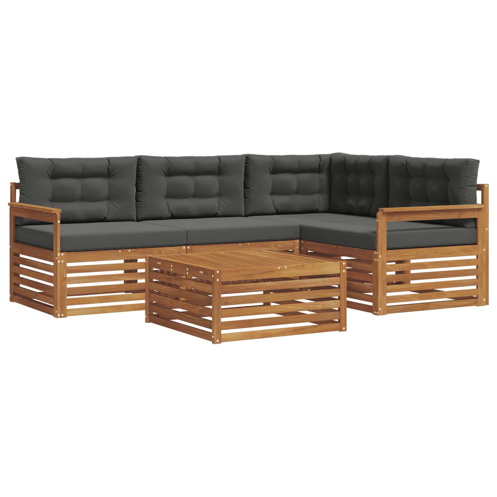 vidaXL Outdoor-Sofagarnitur mit Kissen 5 pcs Natur und Anthrazit
