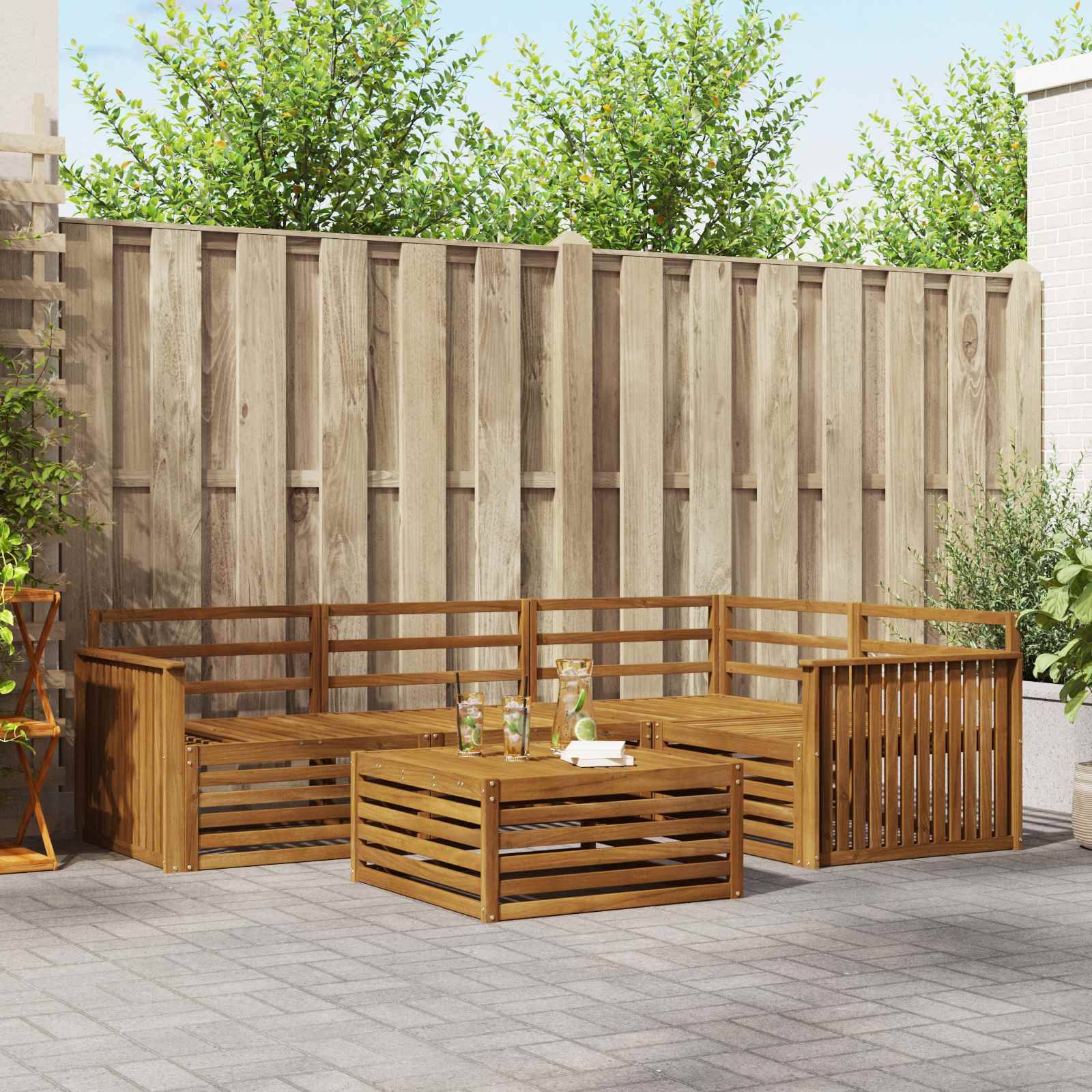 vidaXL Outdoor-Sofagarnitur 5 pcs Natur Massivholz Akazie