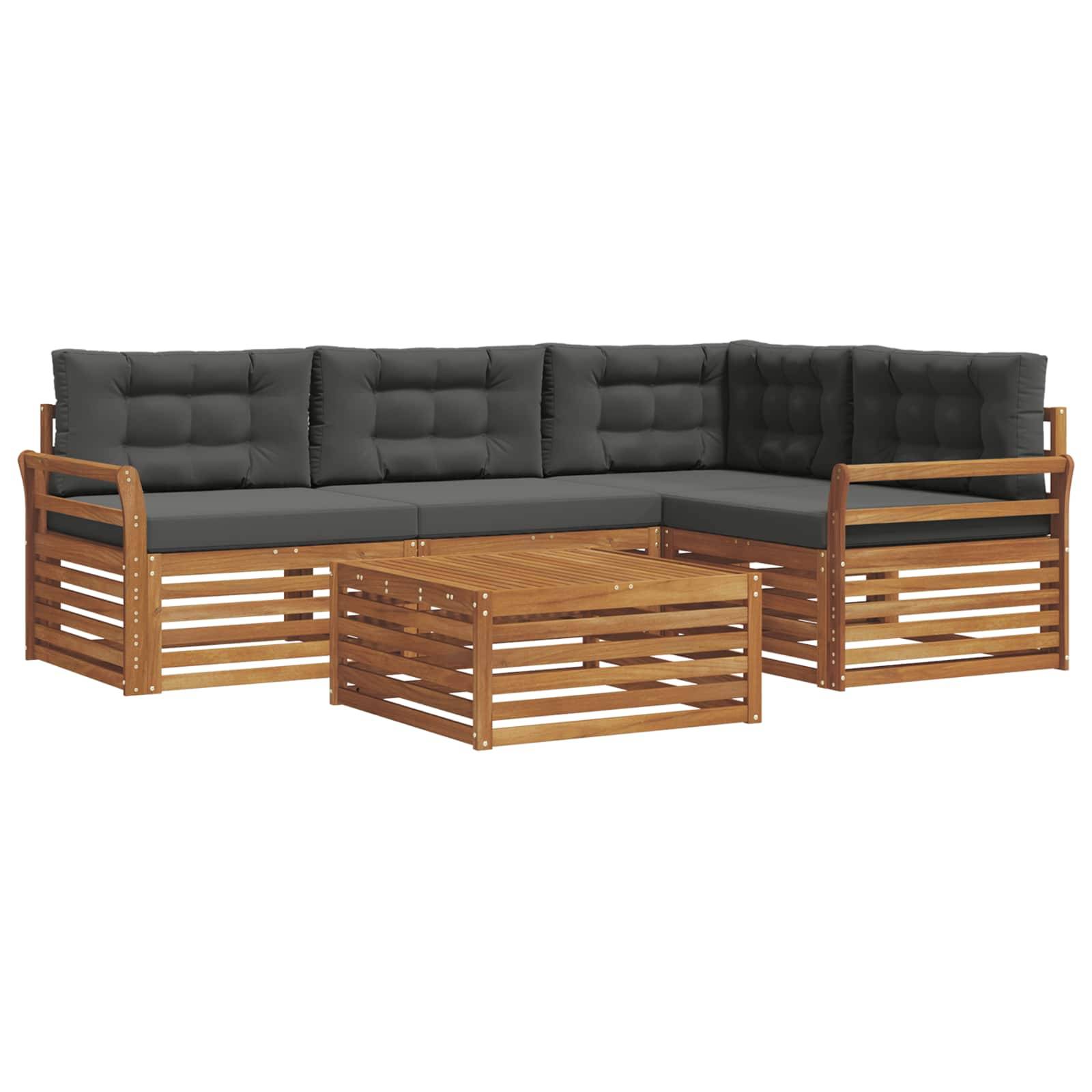 vidaXL Outdoor-Sofagarnitur mit Kissen 5 pcs Natur und Anthrazit