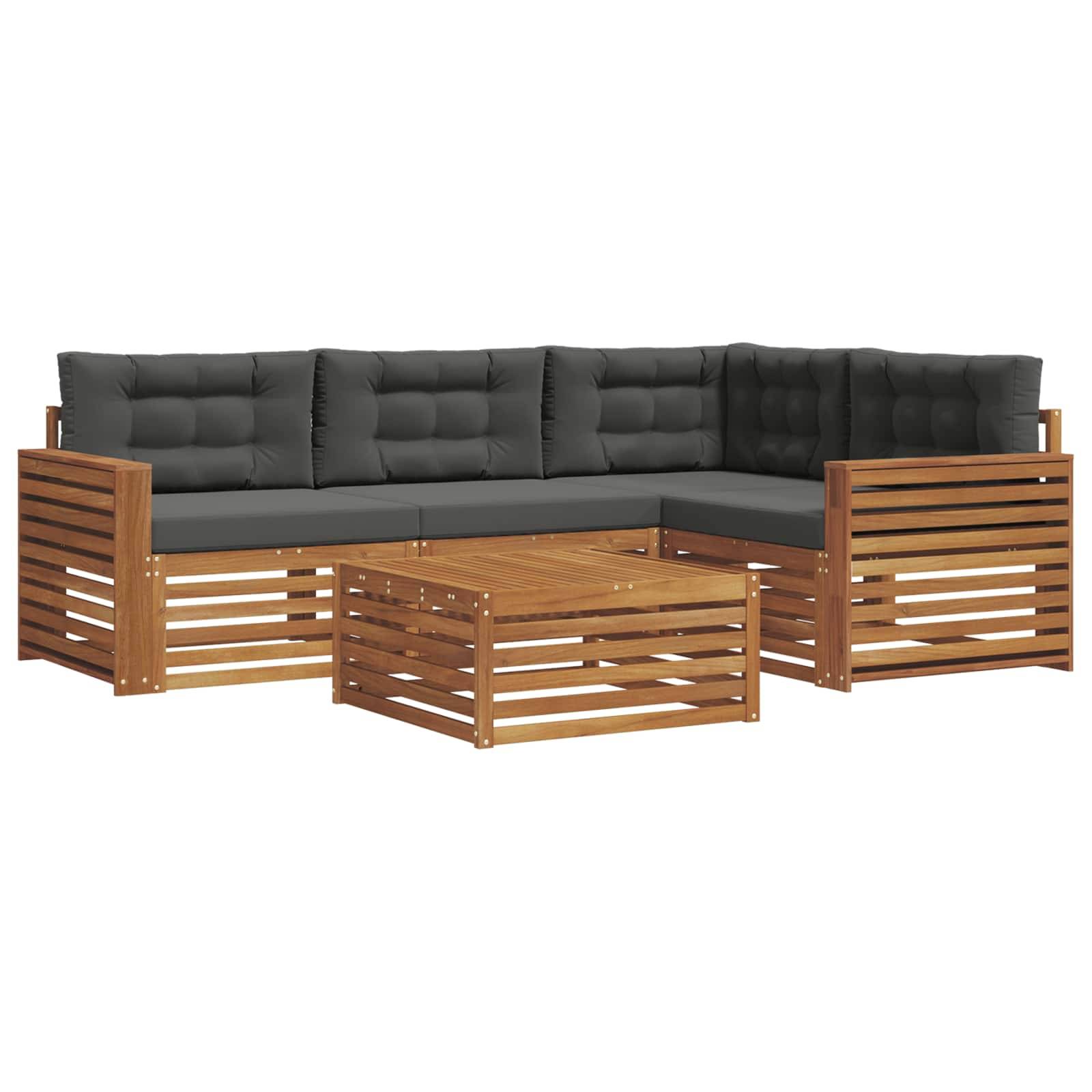 vidaXL Outdoor-Sofagarnitur mit Kissen 5 pcs Natur und Anthrazit