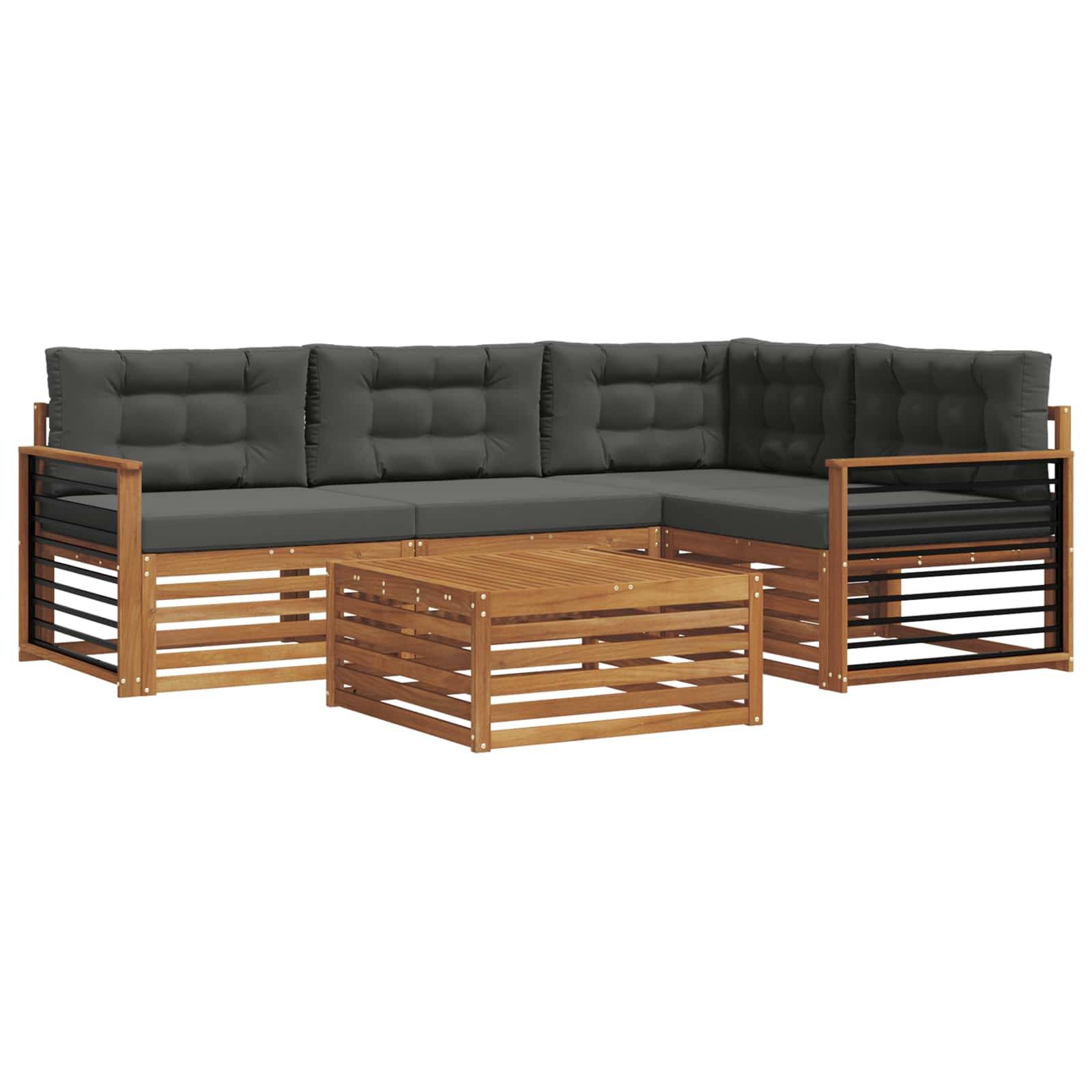 vidaXL Outdoor-Sofagarnitur mit Kissen 5 pcs Natur und Anthrazit