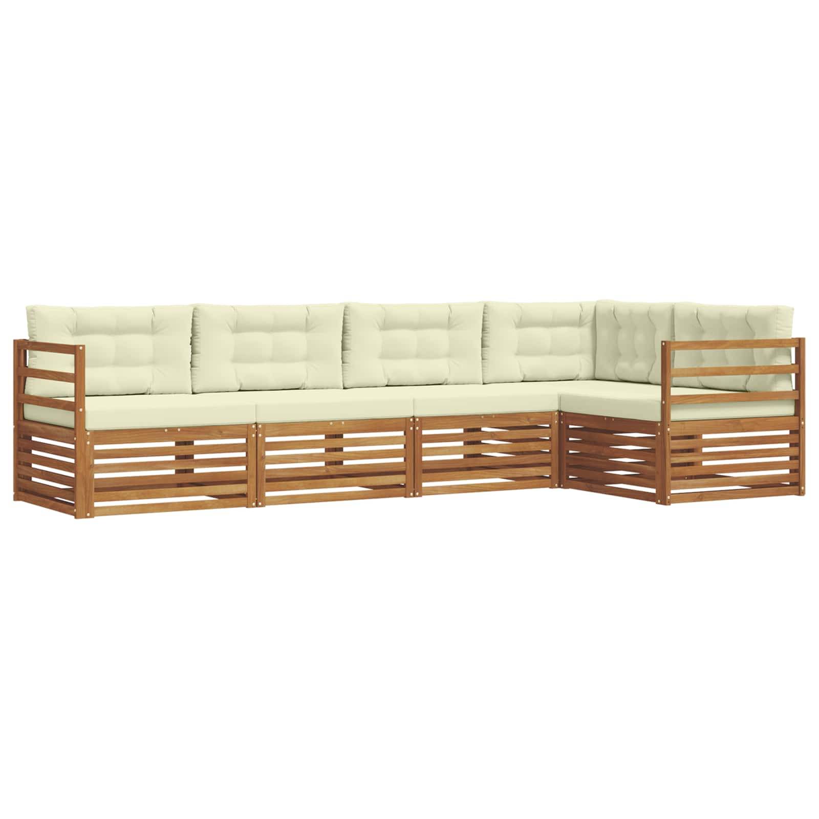 vidaXL Outdoor-Sofagarnitur mit Kissen 5 pcs Natur und Creme