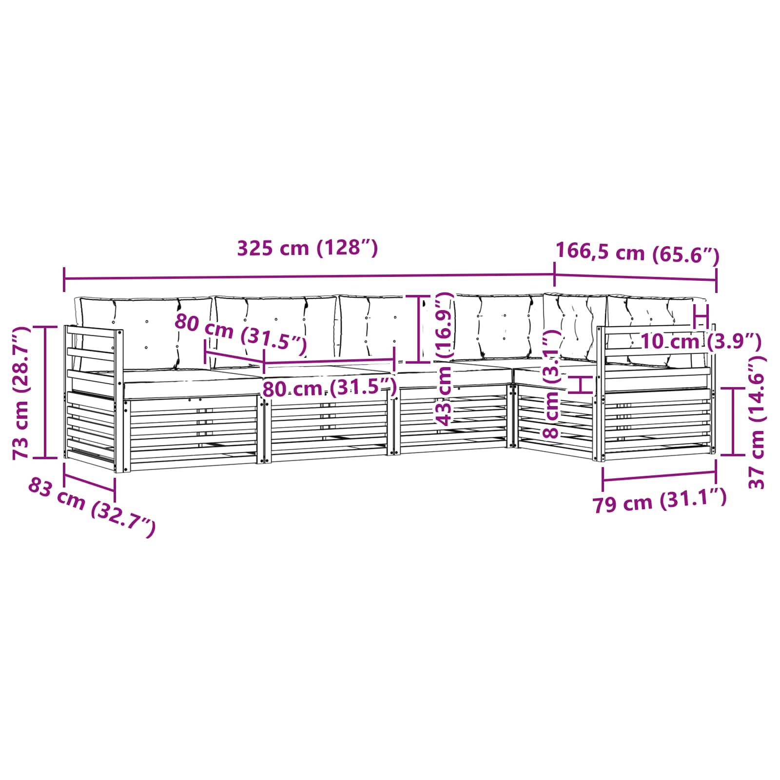 vidaXL Outdoor-Sofagarnitur 5 pcs Weiß und Hellgrau Polyester