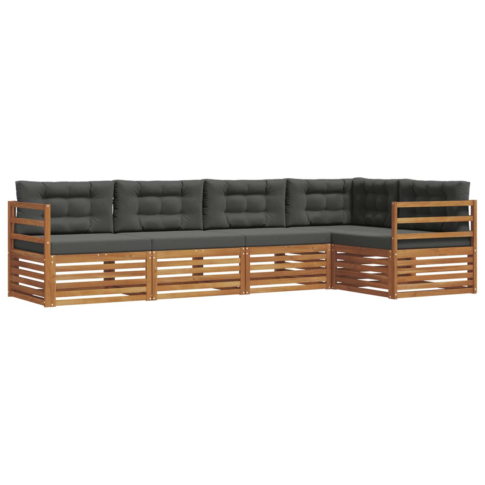 vidaXL Outdoor-Sofagarnitur mit Kissen 5 pcs Natur und Anthrazit