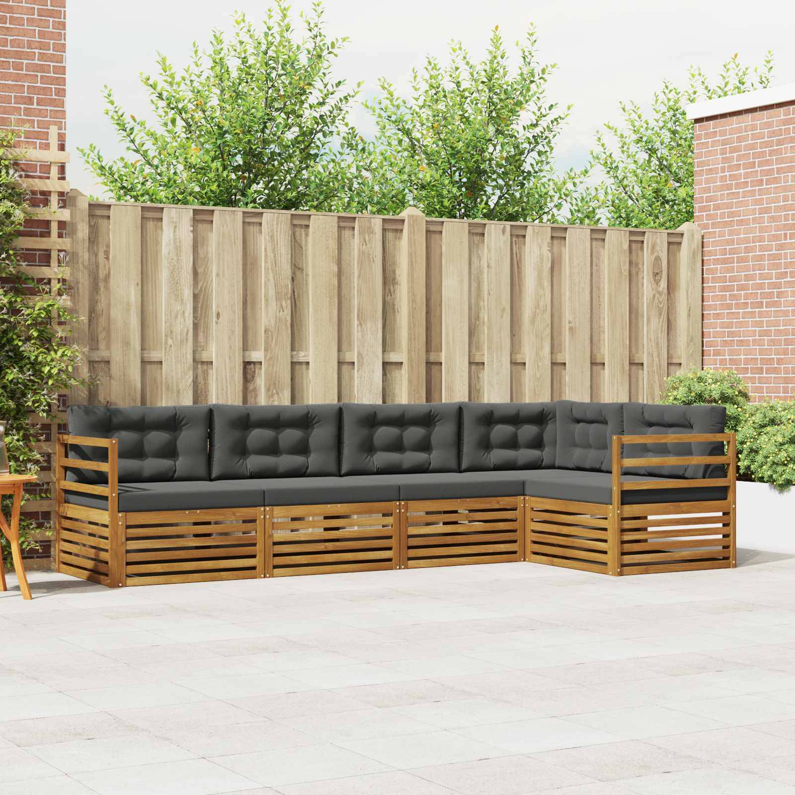 vidaXL Outdoor-Sofagarnitur mit Kissen 5 pcs Natur und Anthrazit