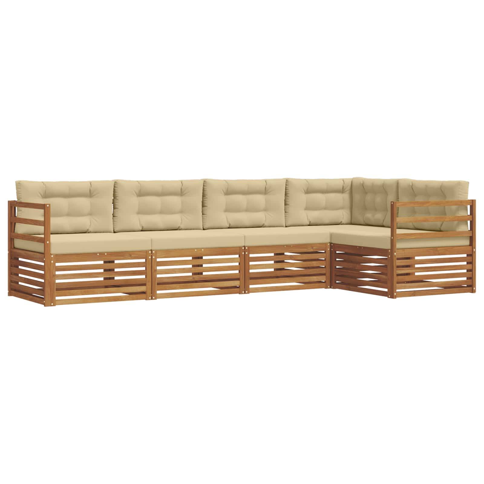 vidaXL Outdoor-Sofagarnitur mit Kissen 5 pcs Natur und Beige