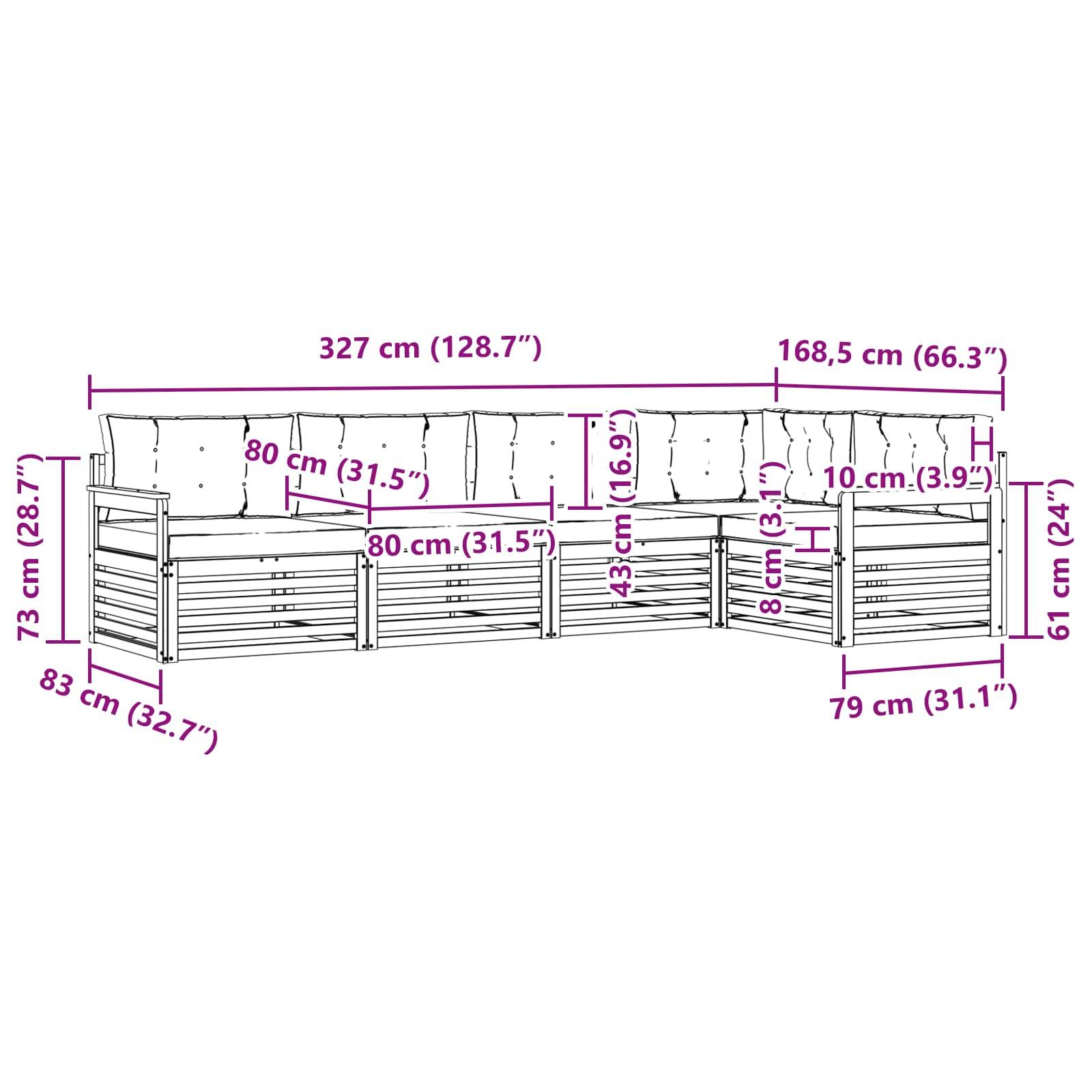 vidaXL Outdoor-Sofagarnitur 6 pcs Weiß und Anthrazit Polyester