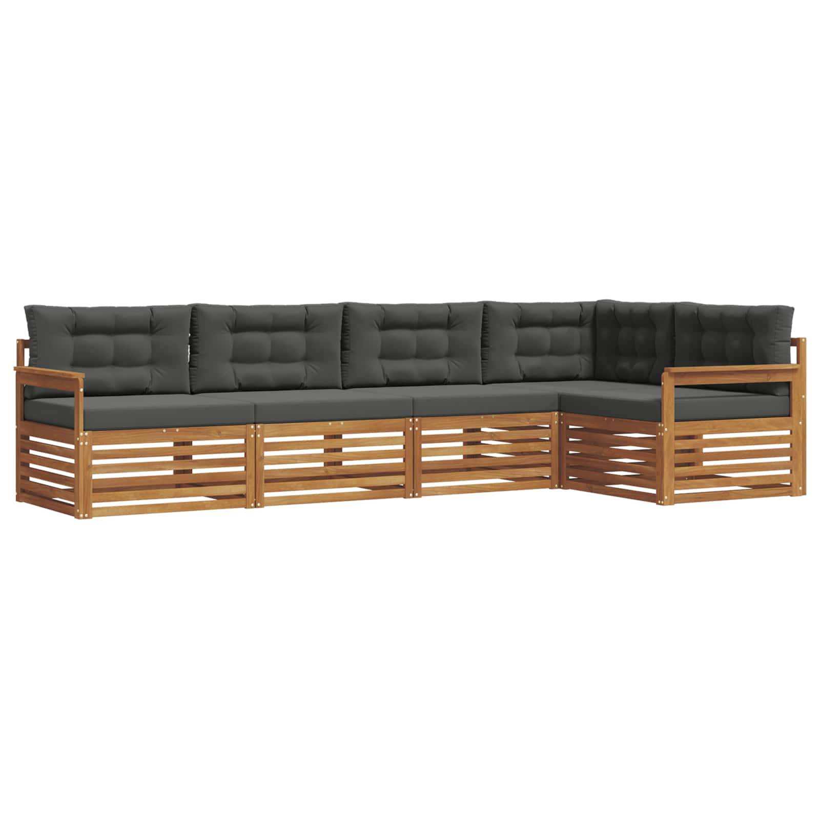 vidaXL Outdoor-Sofagarnitur mit Kissen 5 pcs Natur und Anthrazit