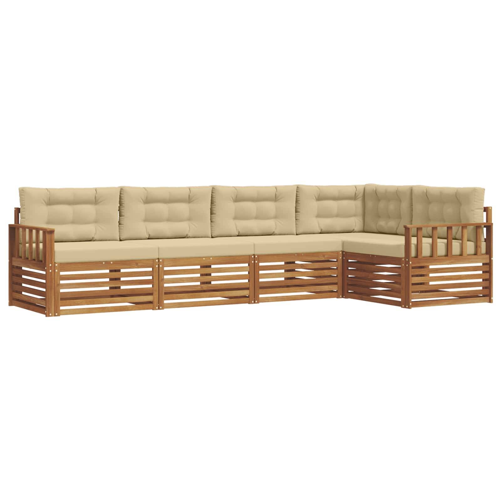 vidaXL Outdoor-Sofagarnitur mit Kissen 5 pcs Natur und Beige