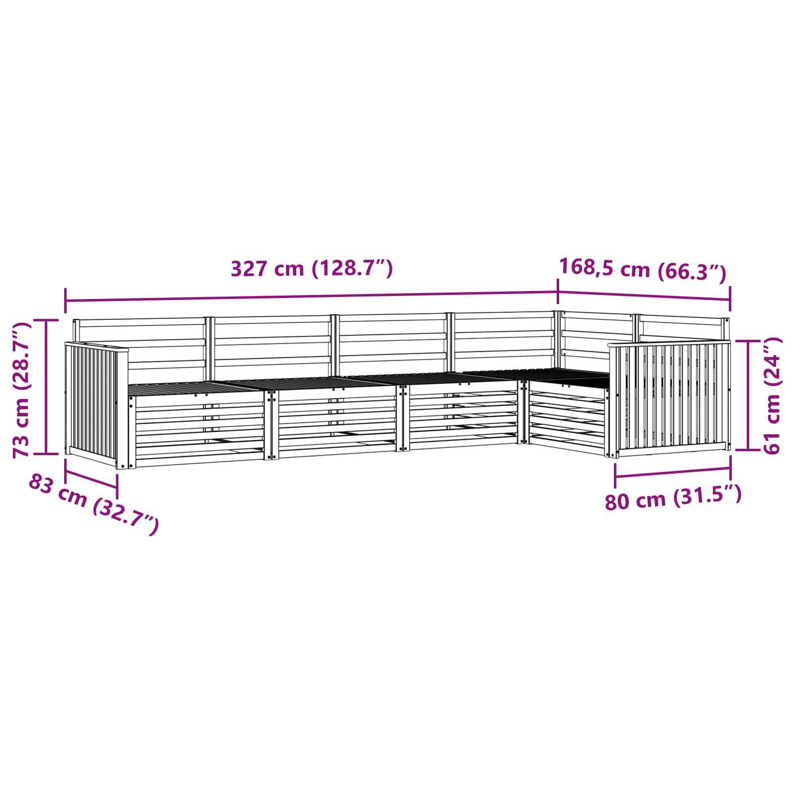 vidaXL Outdoor-Sofagarnitur 5 pcs Natur Massivholz Akazie