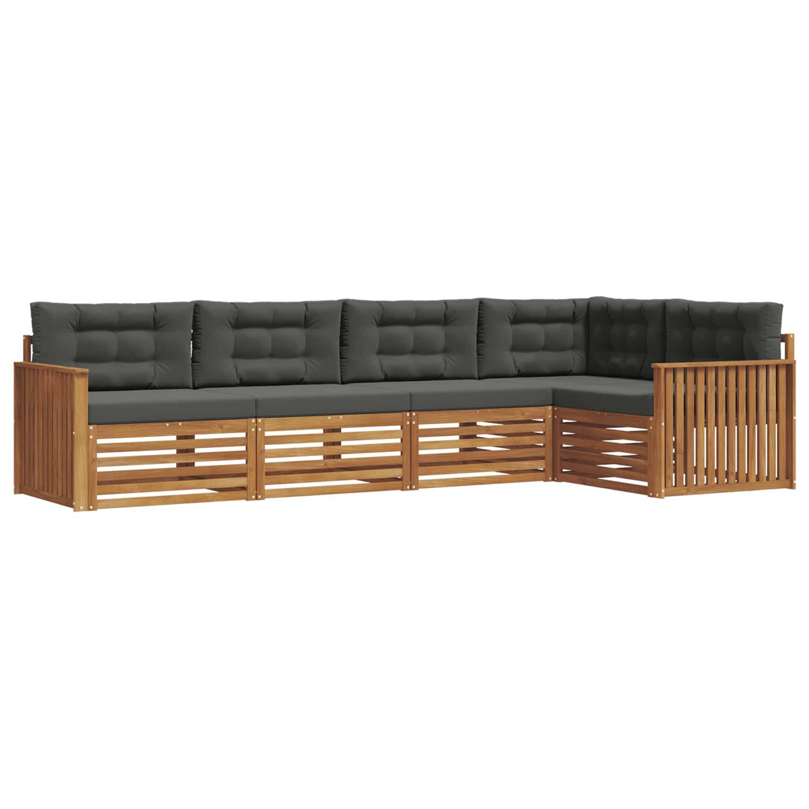 vidaXL Outdoor-Sofagarnitur mit Kissen 5 pcs Natur und Anthrazit