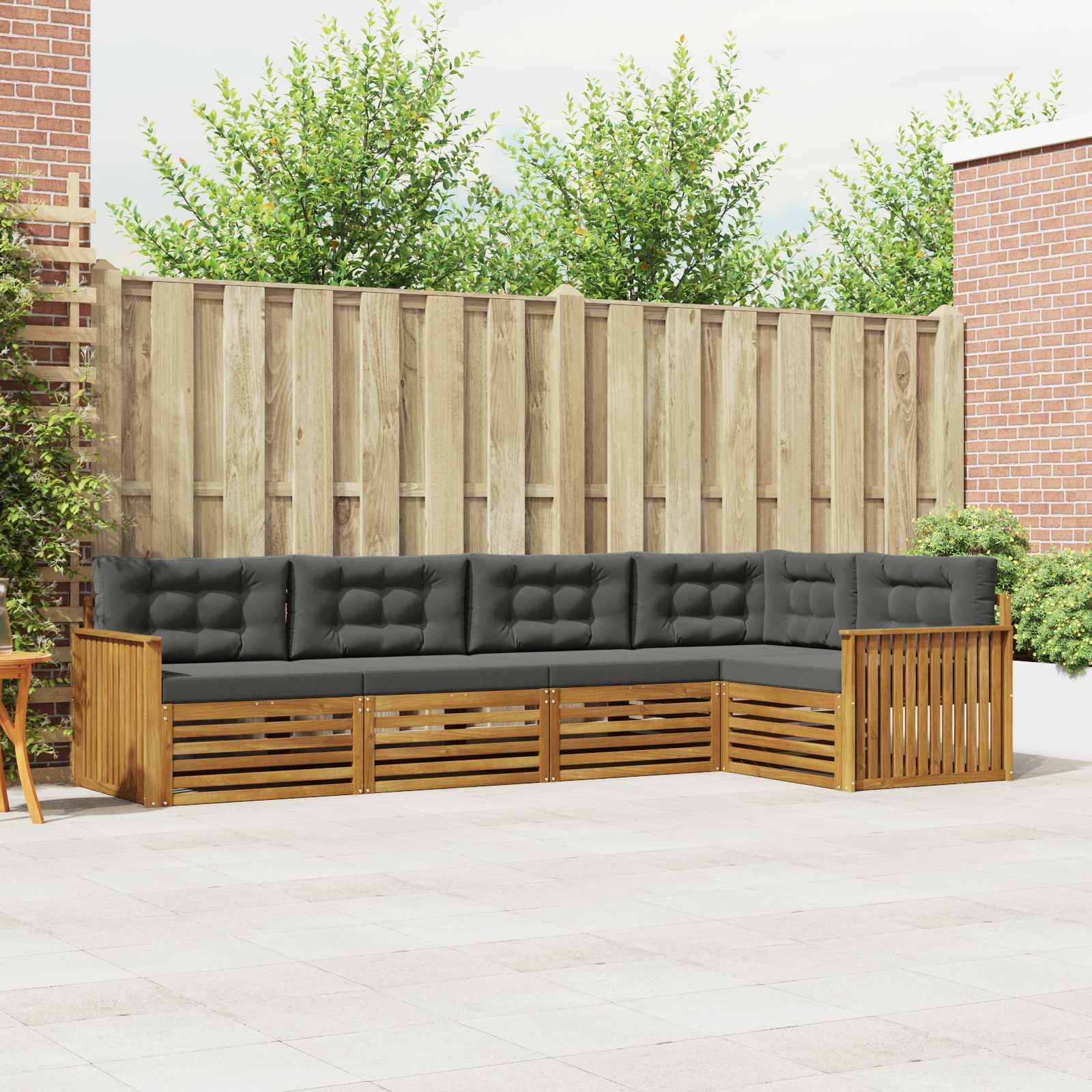 vidaXL Outdoor-Sofagarnitur mit Kissen 5 pcs Natur und Anthrazit