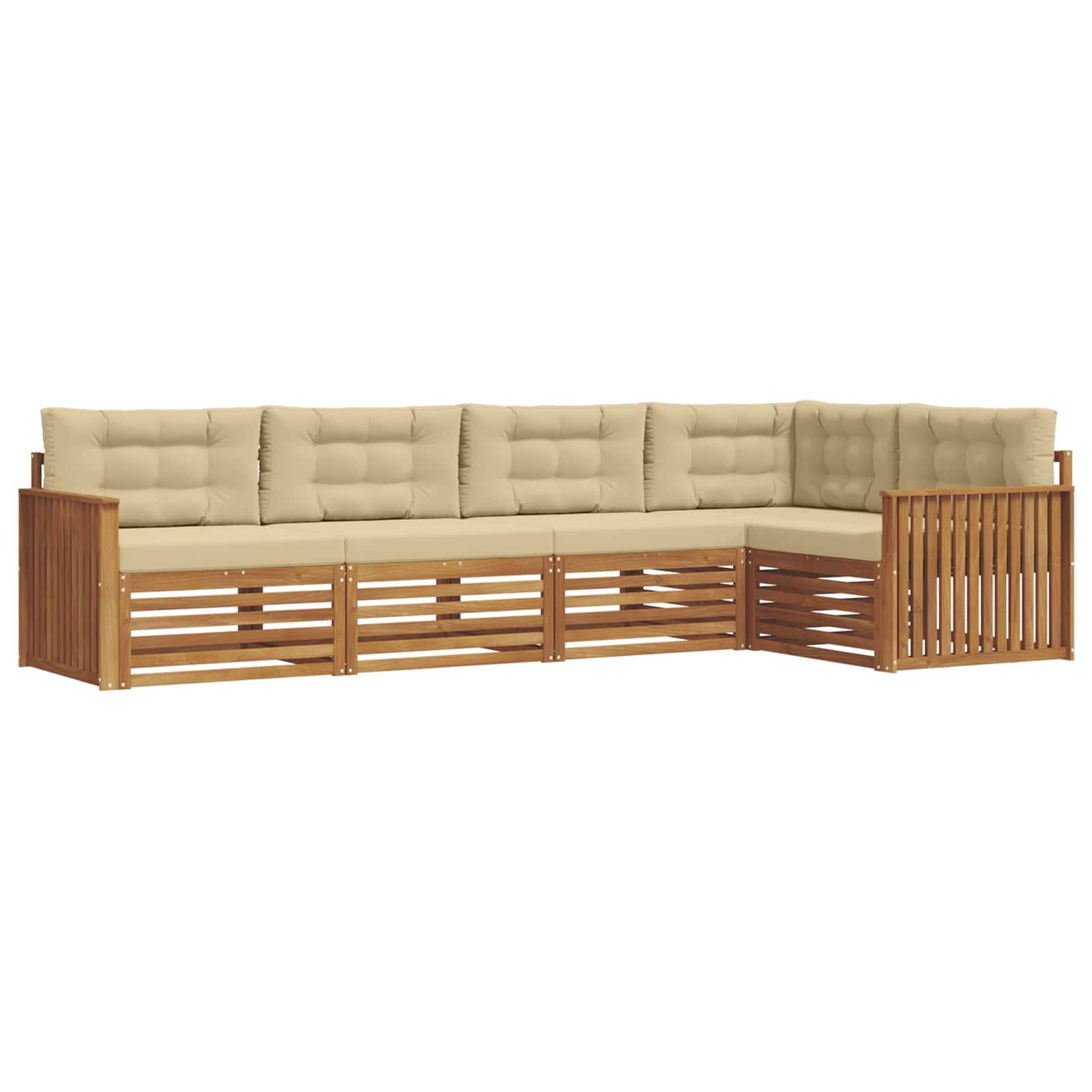 vidaXL Outdoor-Sofagarnitur mit Kissen 5 pcs Natur und Beige