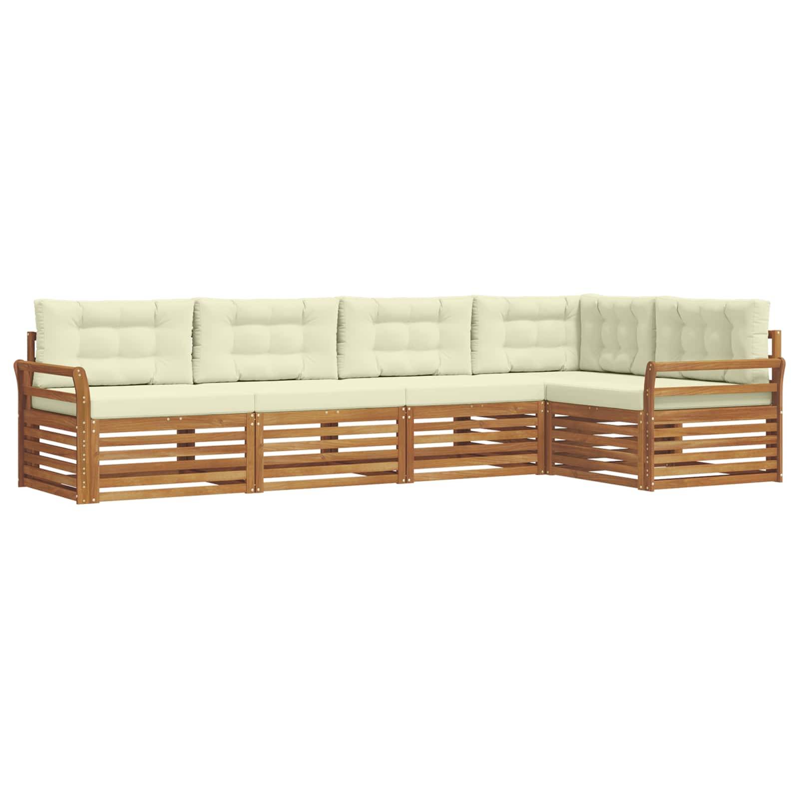 vidaXL Outdoor-Sofagarnitur mit Kissen 5 pcs Natur und Creme