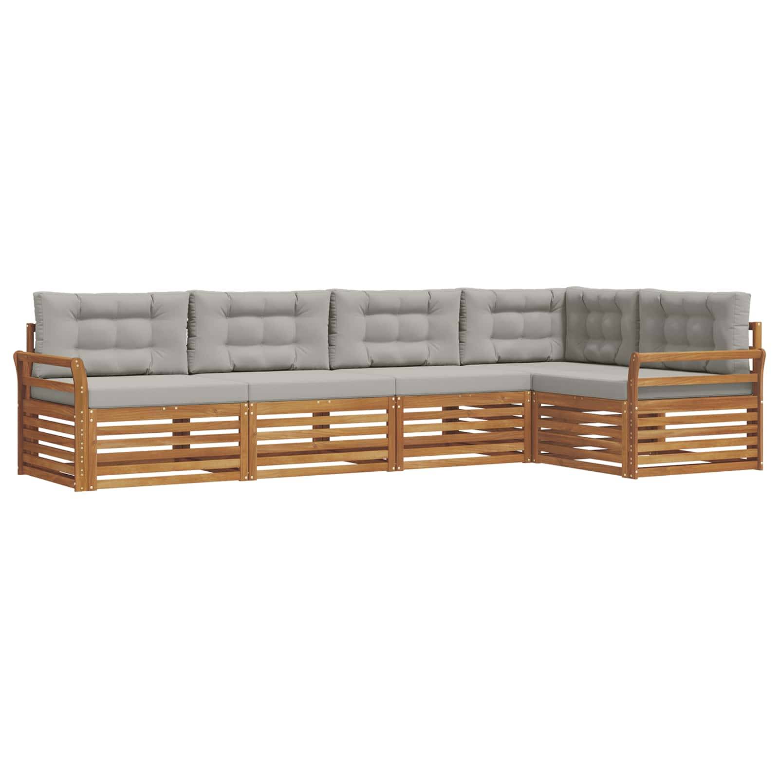 vidaXL Outdoor-Sofagarnitur mit Kissen 5 pcs Natürlich und Hellgrau