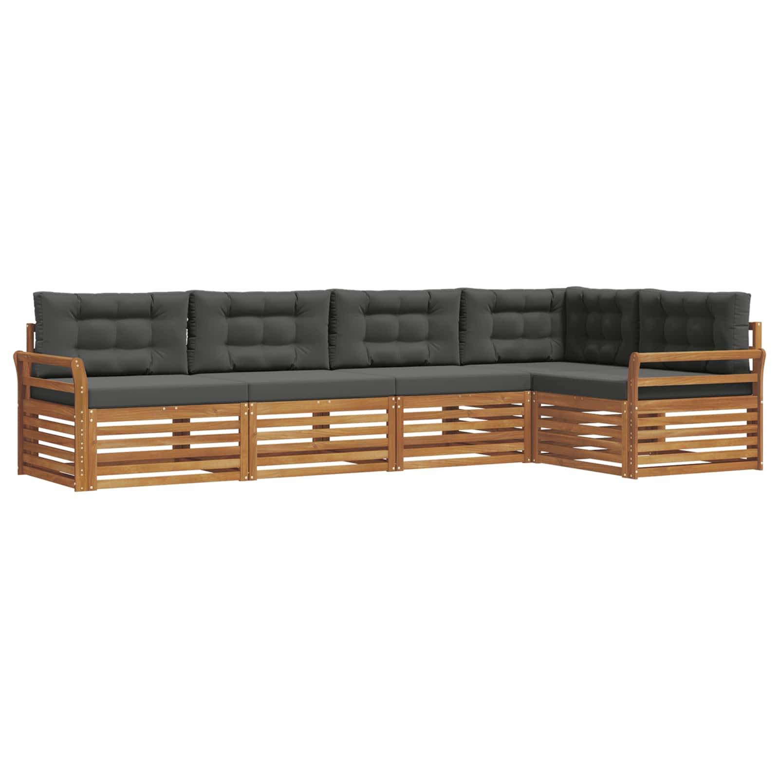vidaXL Outdoor-Sofagarnitur mit Kissen 5 pcs Natur und Anthrazit