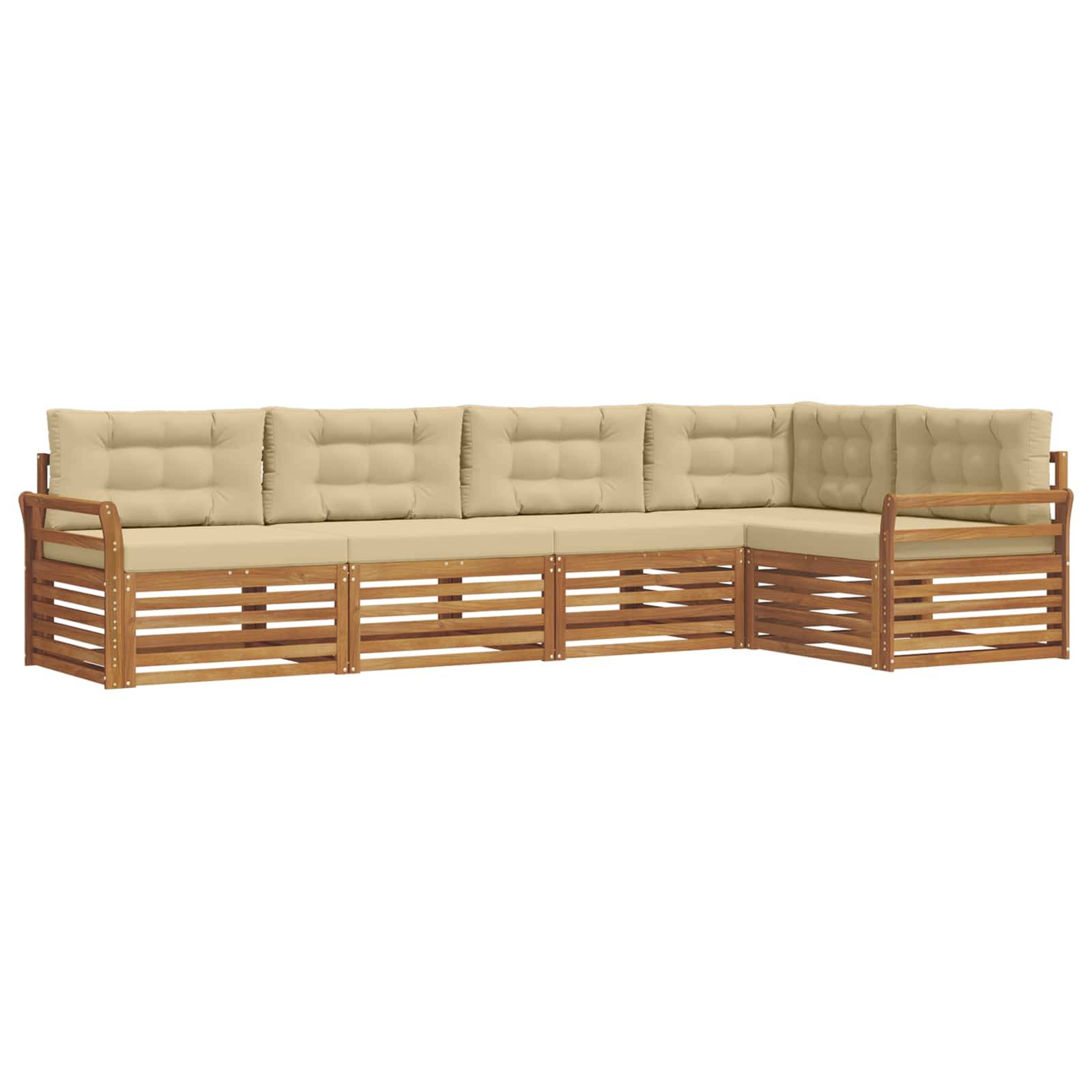 vidaXL Outdoor-Sofagarnitur mit Kissen 5 pcs Natur und Beige