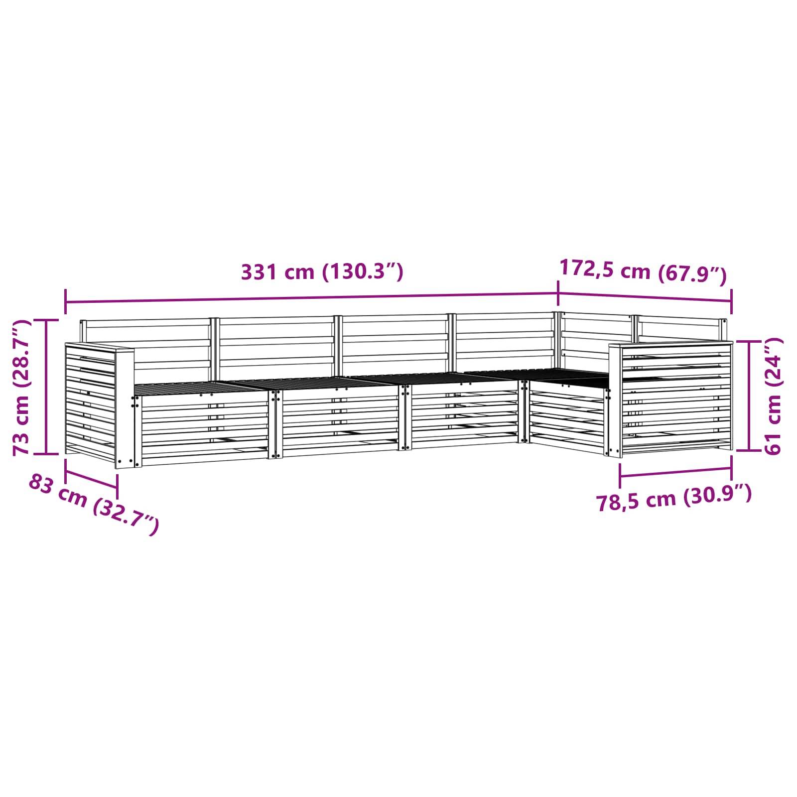 vidaXL Outdoor-Sofagarnitur 5 pcs Natur Massivholz Akazie