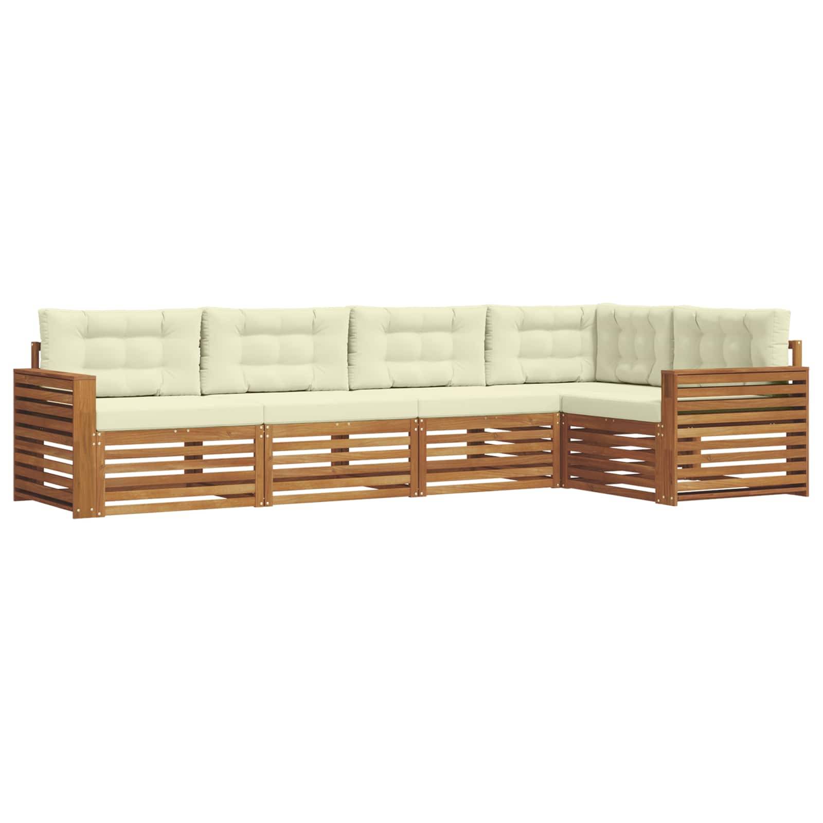 vidaXL Outdoor-Sofagarnitur mit Kissen 5 pcs Natur und Creme