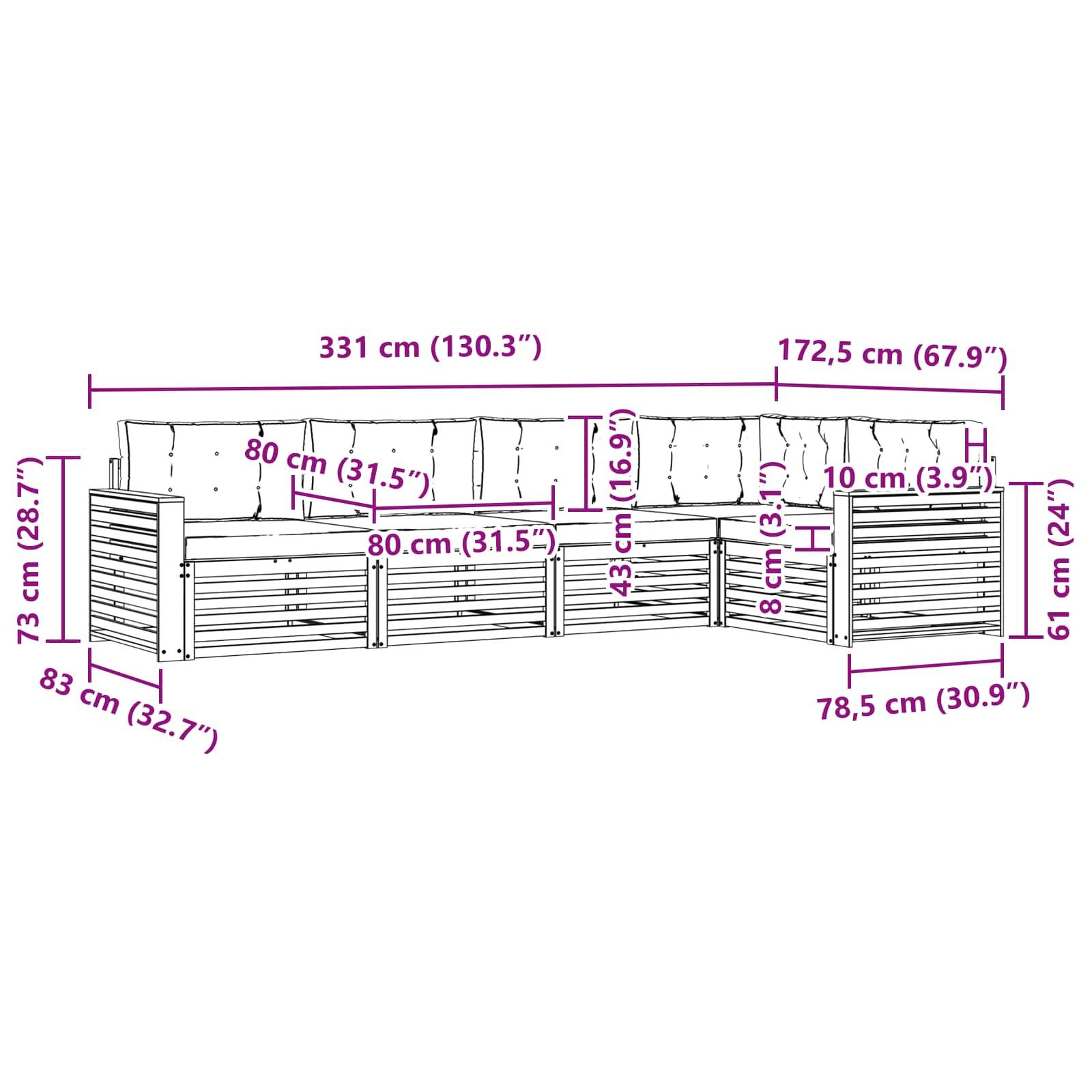 vidaXL Outdoor-Sofagarnitur 5 pcs Weiß und Anthrazit