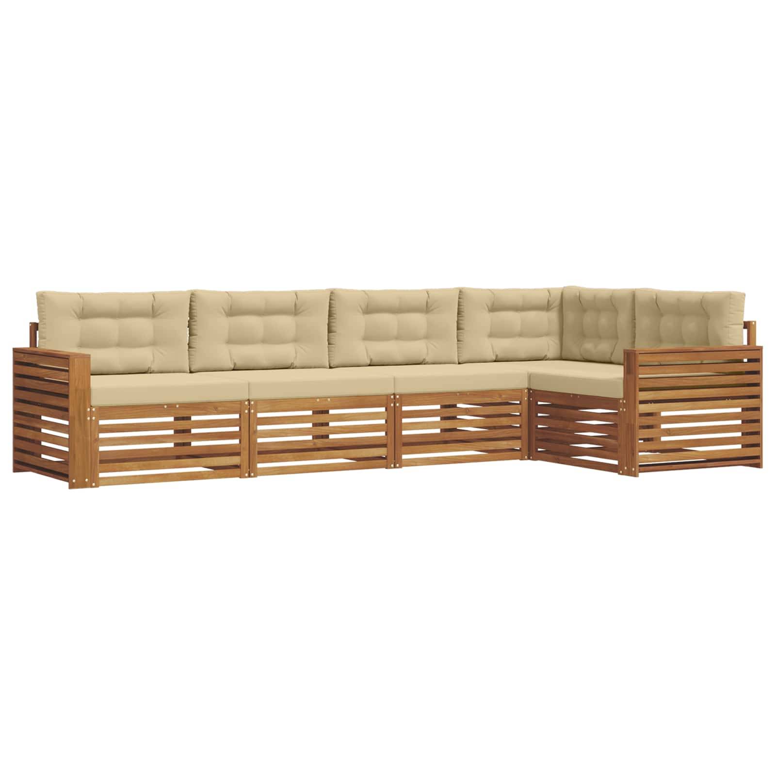 vidaXL Outdoor-Sofagarnitur mit Kissen 5 pcs Natur und Beige
