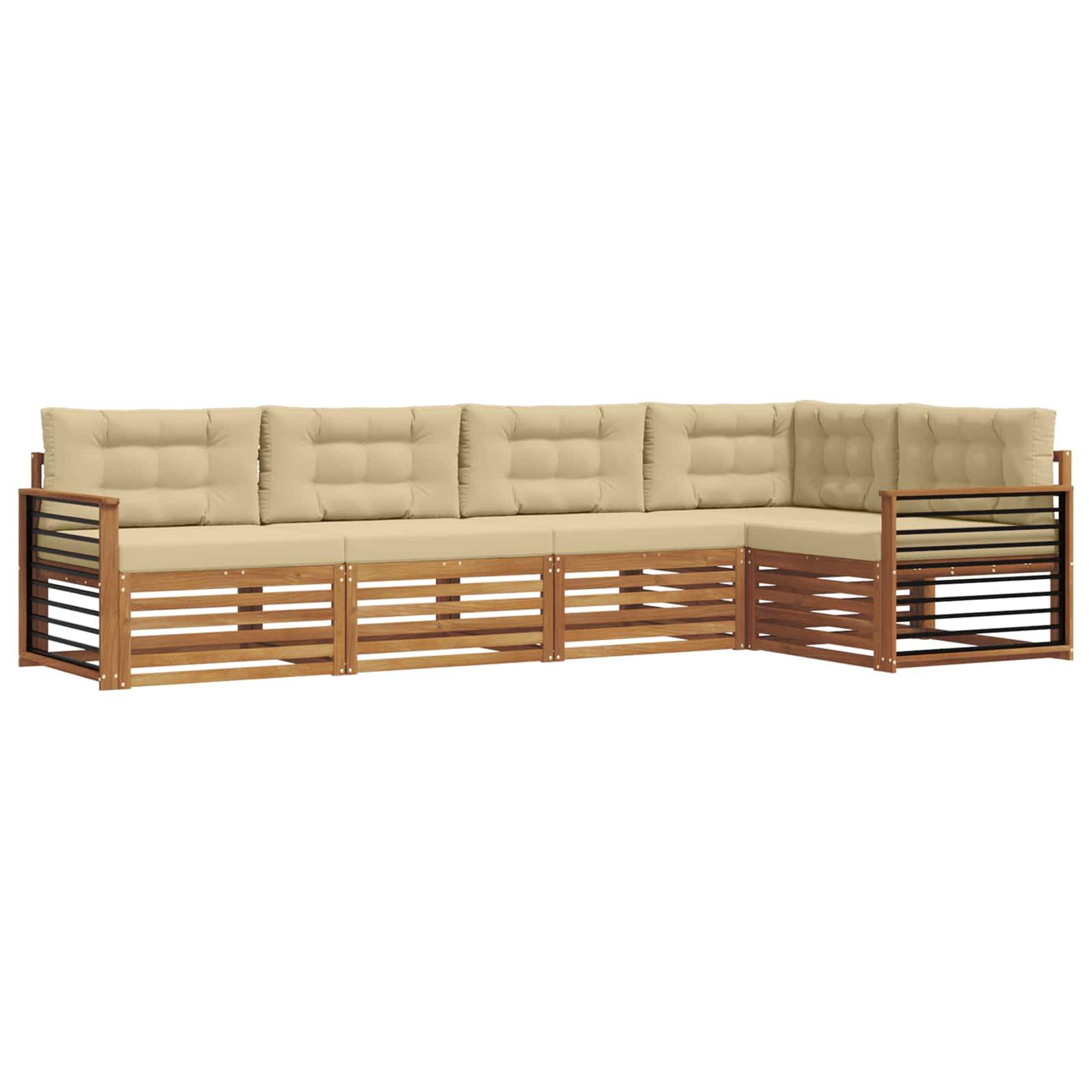 vidaXL Outdoor-Sofagarnitur mit Kissen 5 pcs Natur und Beige