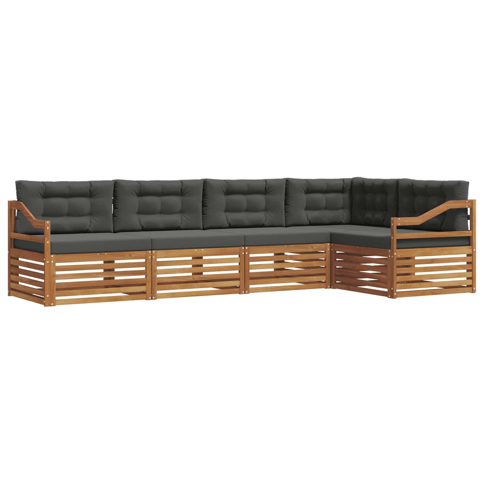vidaXL Outdoor-Sofagarnitur mit Kissen 5 pcs Natur und Anthrazit
