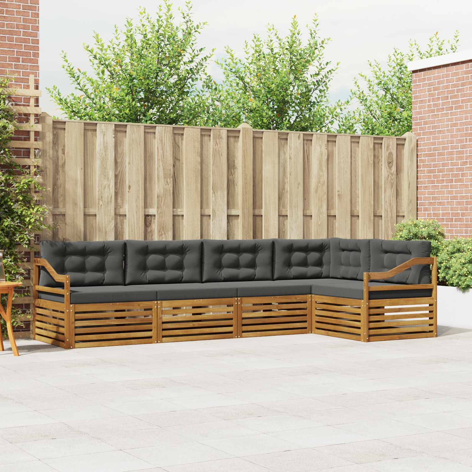 vidaXL Outdoor-Sofagarnitur mit Kissen 5 pcs Natur und Anthrazit