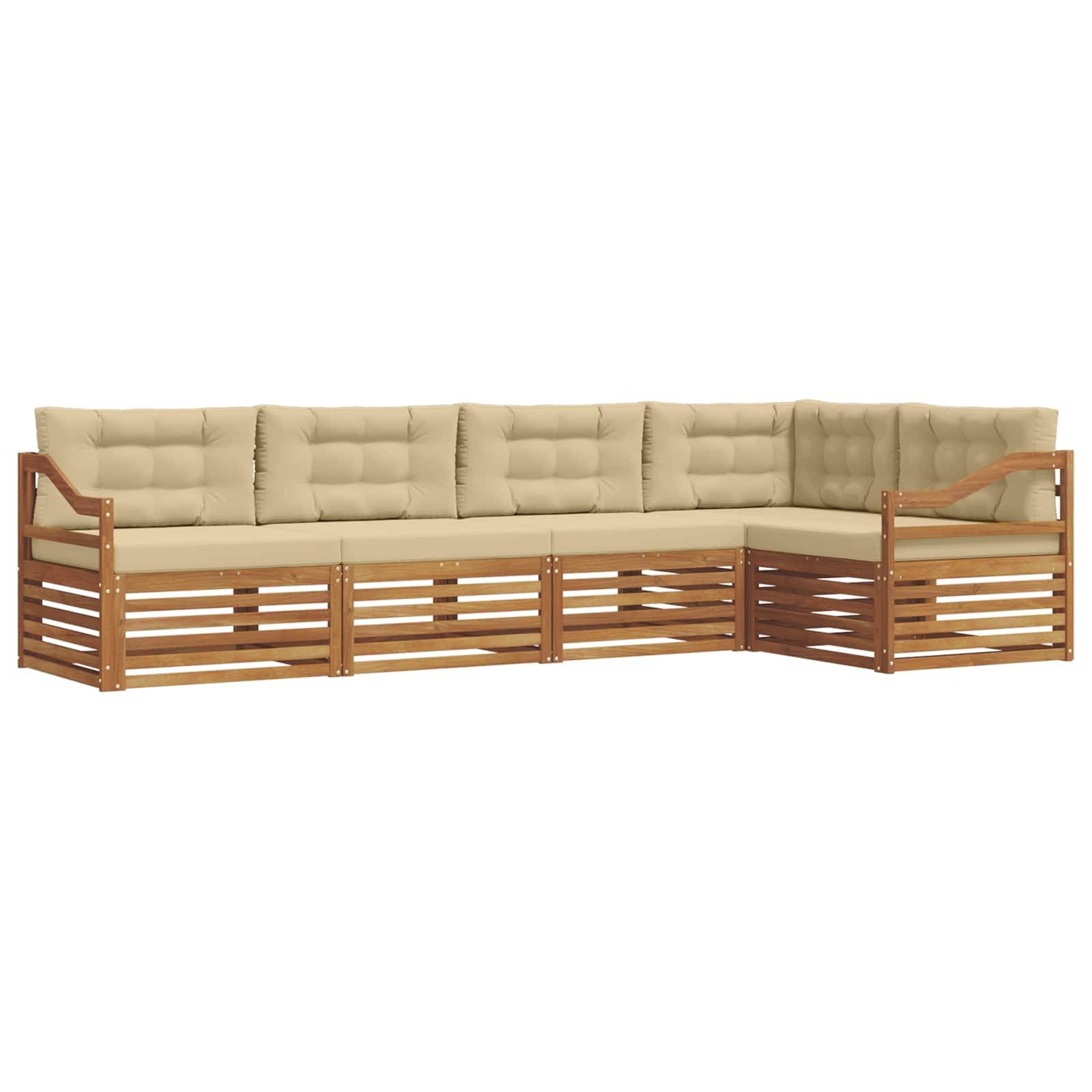 vidaXL Outdoor-Sofagarnitur mit Kissen 5 pcs Natur und Beige