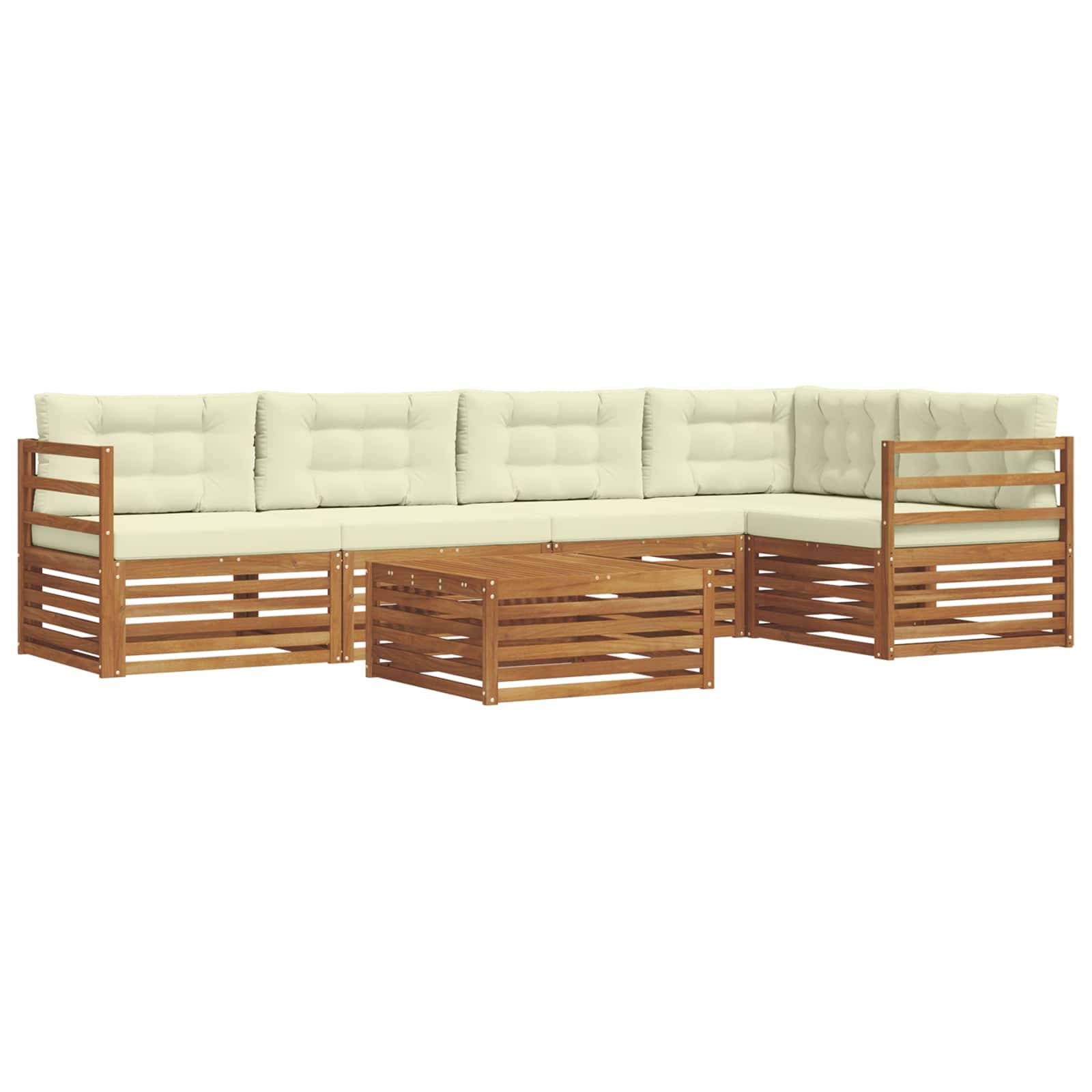 vidaXL Outdoor-Sofagarnitur mit Kissen 6 pcs Natur und Creme