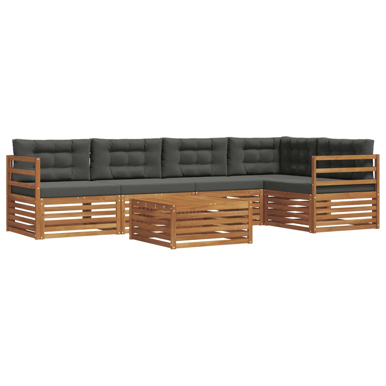 vidaXL Outdoor-Sofagarnitur mit Kissen 6 pcs Natur und Anthrazit